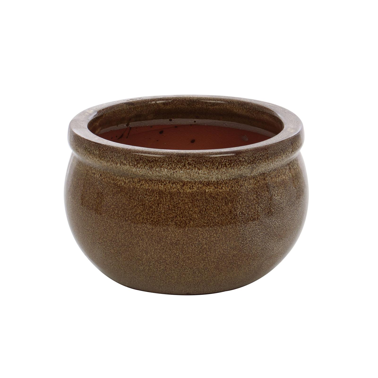 Ghiveci ceramic rotund, maro, 25 x 15 cm