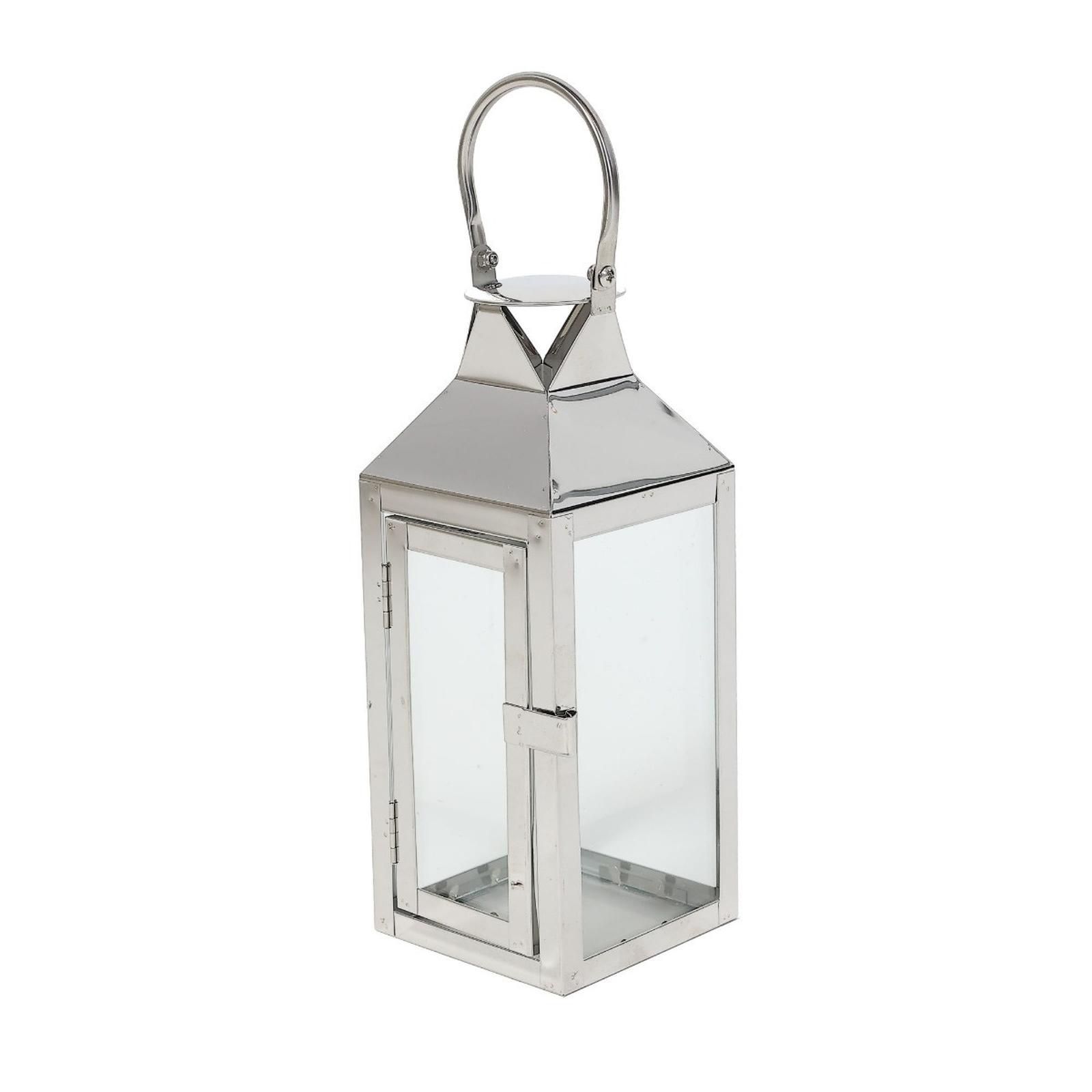 Felinar gradina inox cu sticla, 10 x 9 x 25.5 cm