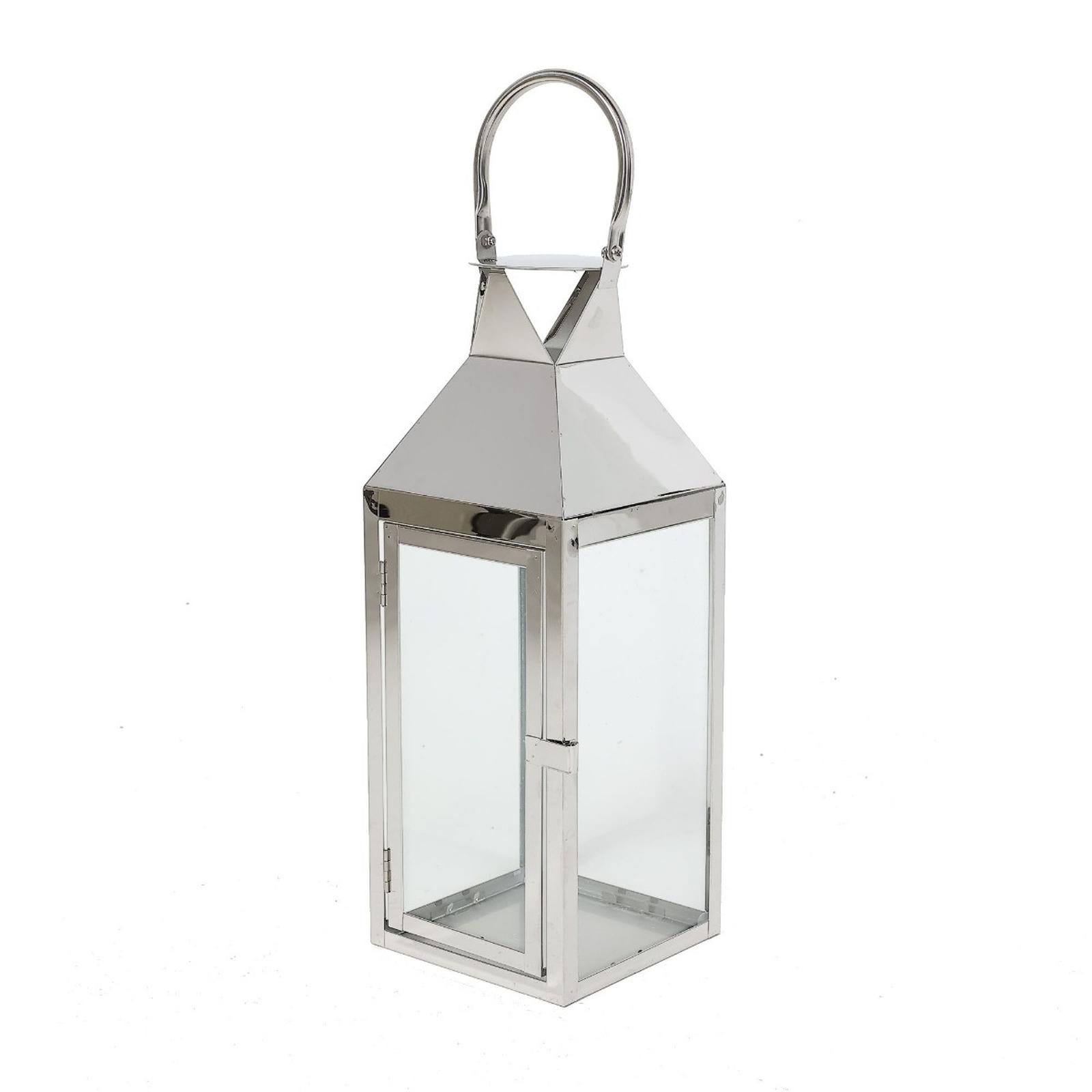Felinar gradina inox cu sticla, 15 x 14 x 40 cm