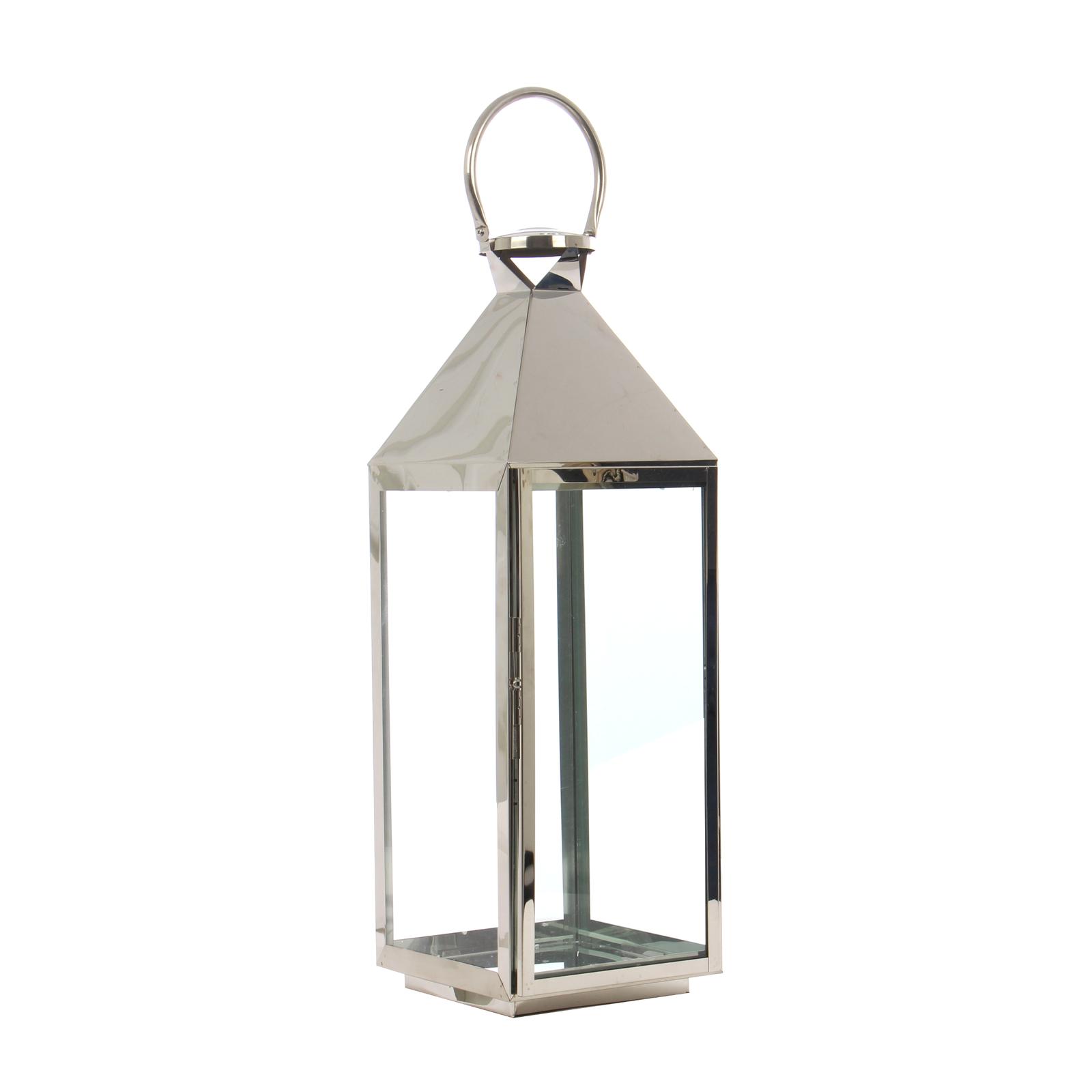 Felinar gradina inox cu sticla, 23 x 23 x 70 cm