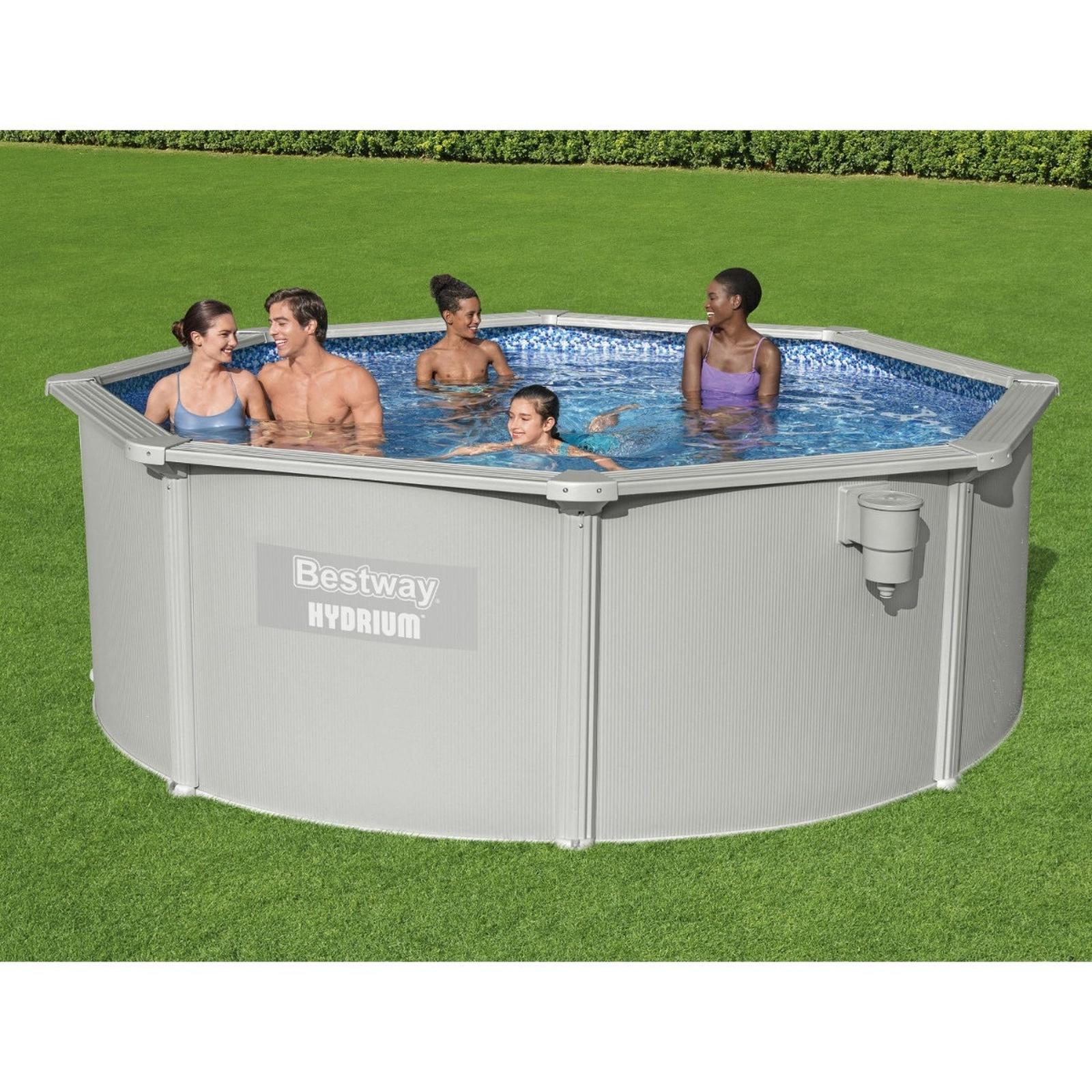 Piscina Poseidon Bestway 56574, supraterana, hexagonala, cu pompa de filtrare + scara, 360 x 120 cm