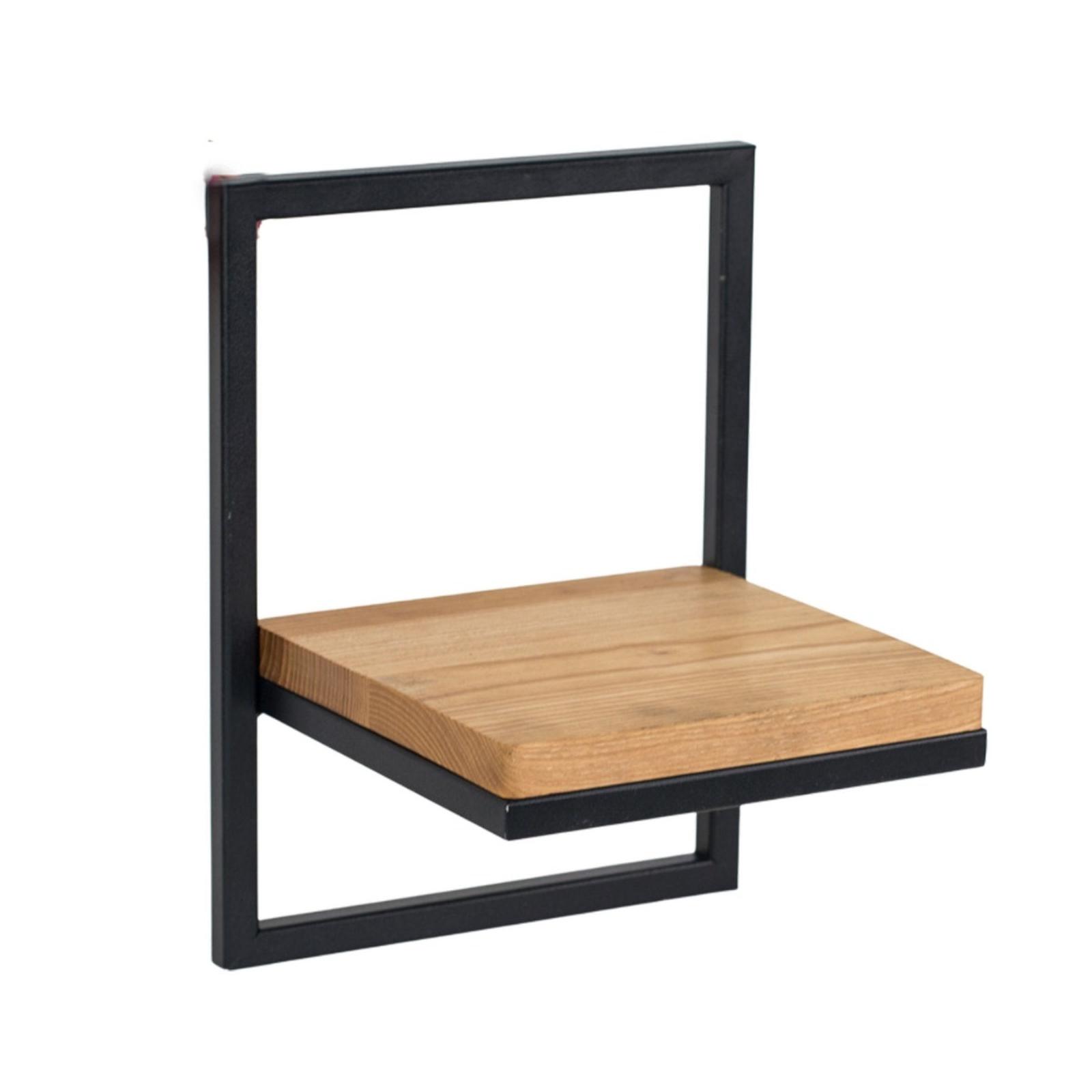 Suport ghiveci flori, Your Loft Design Lens S, tip etajera, dreptunghiular, metal + lemn, negru + stejar, 23 x 20 x 30 cm