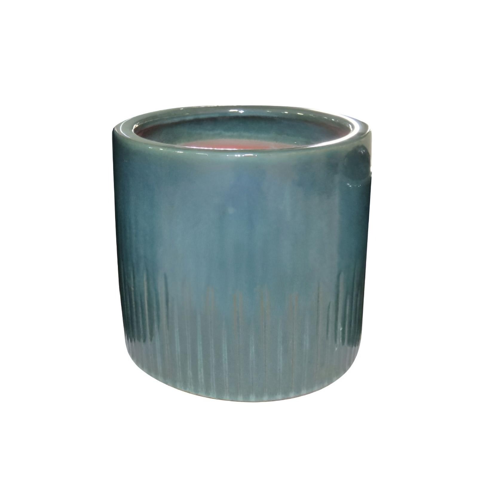 Ghiveci ceramic, interior / exterior, rotund, verde inchis, 26 x 25 cm, Moss Green