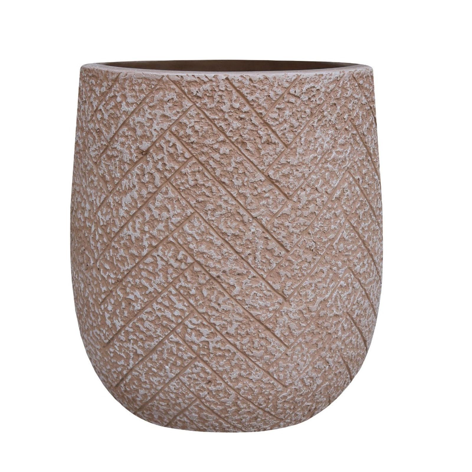 Ghiveci din fibra de ciment, exterior, bej, rotund, 52 x 59 cm