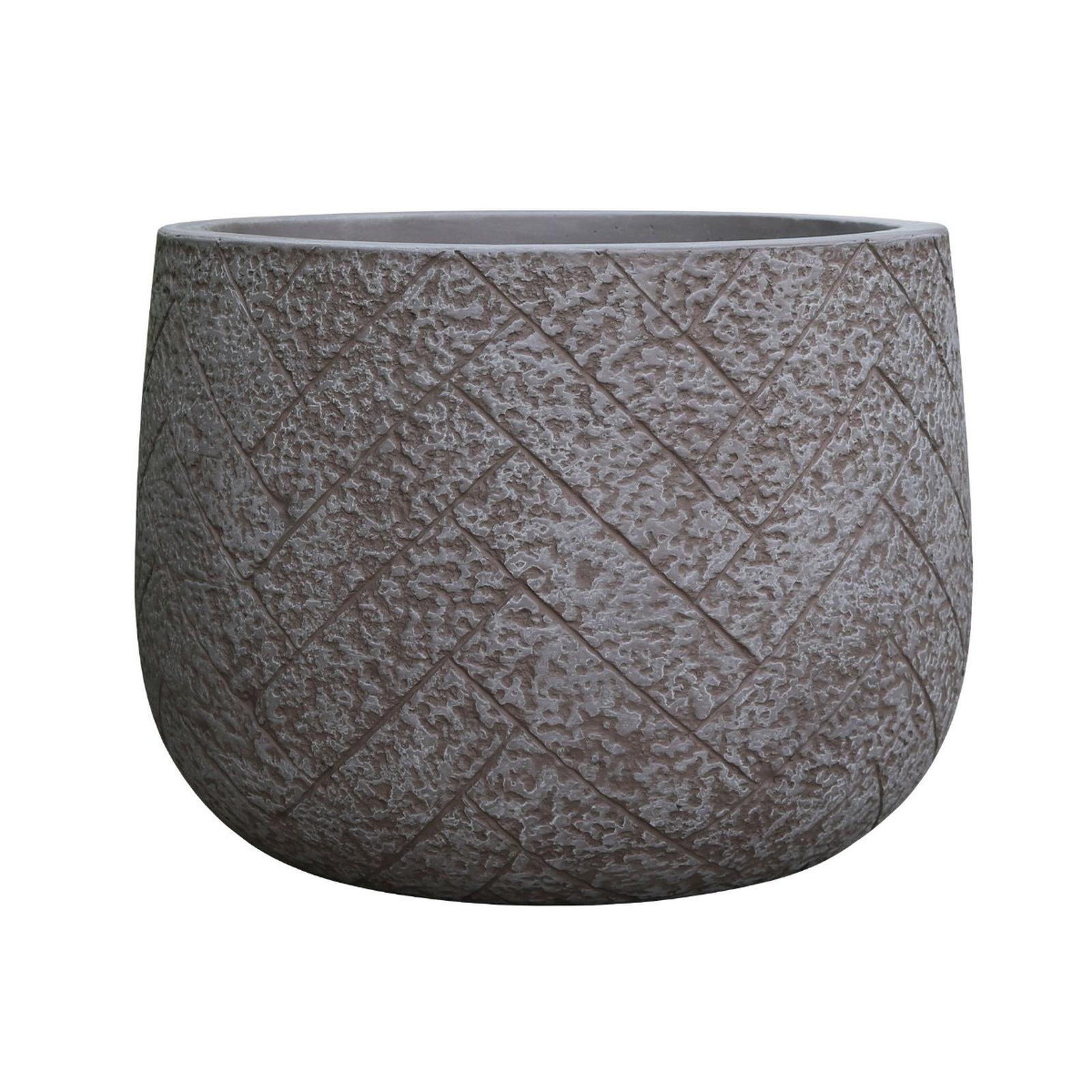 Ghiveci din fibra de ciment, exterior, maro, rotund, 25 x 19 cm