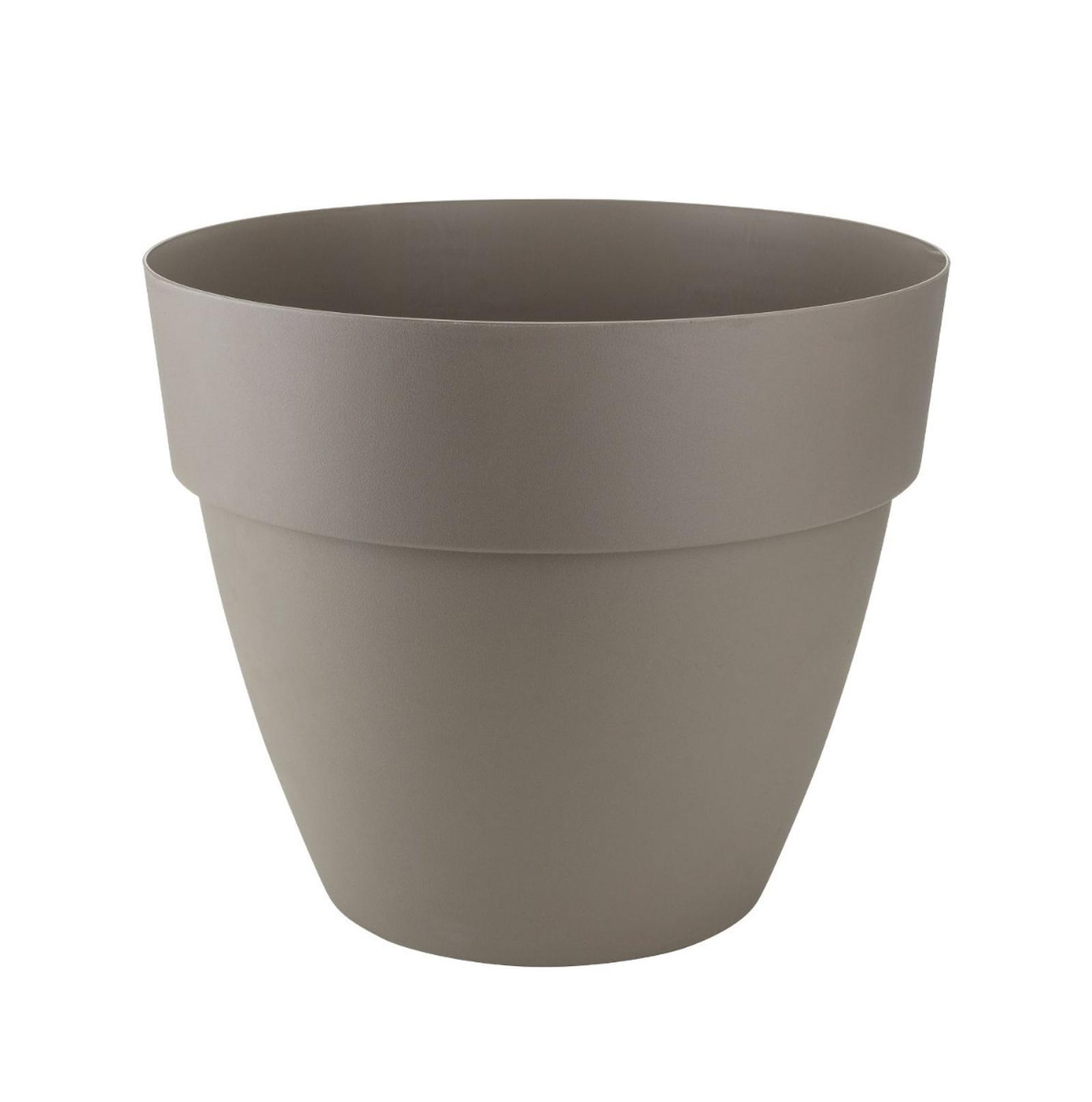 Ghiveci din plastic Gardena Lux, cu suport scurgere, interior / exterior, rotund, mocca, 30 x 26 cm
