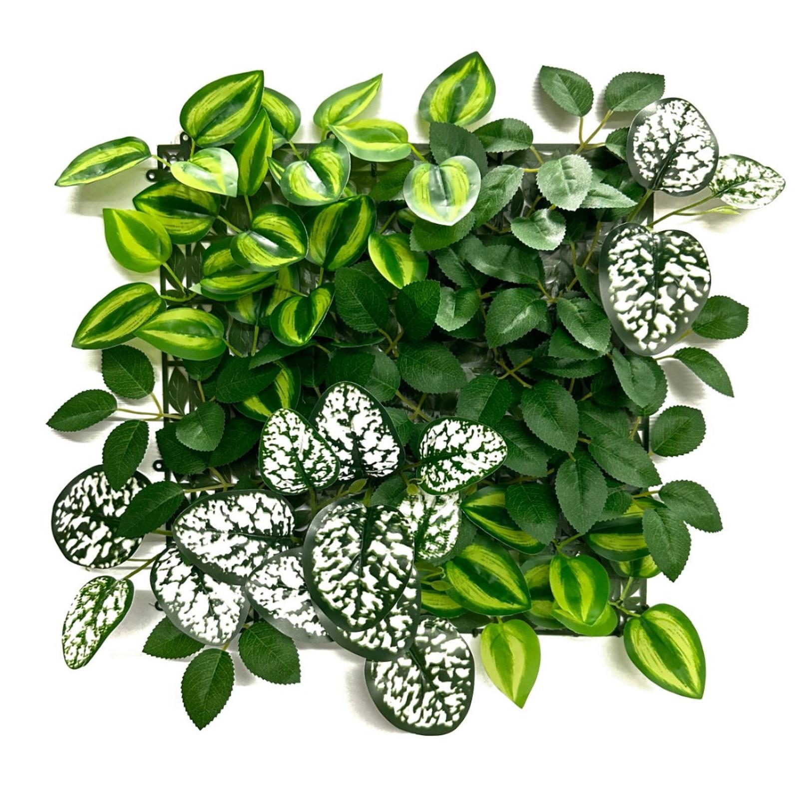 Gard viu artificial / paravan cu frunze imitatie gard viu, Versay, Zebrina, verde + alb, 33 x 33 cm