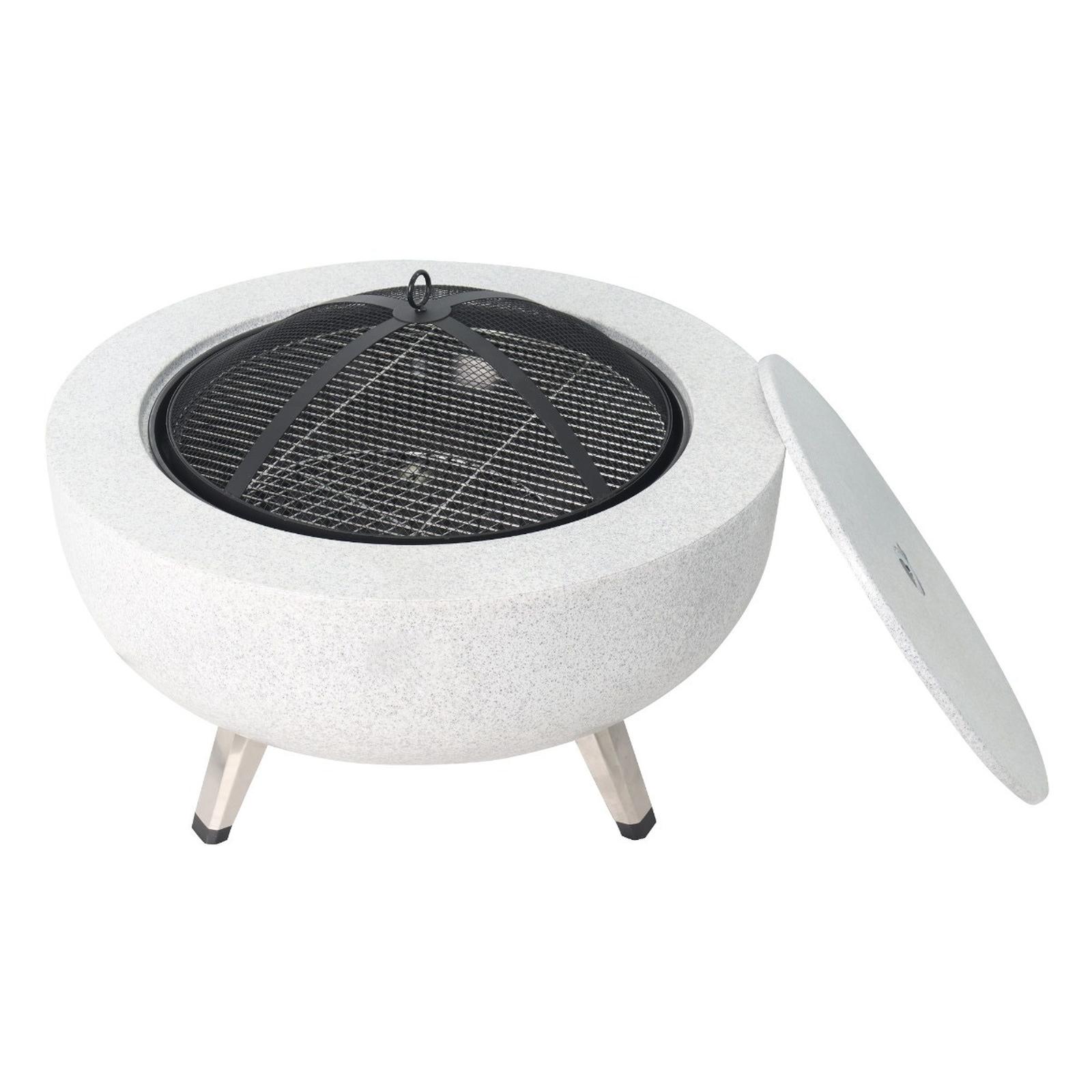 Semineu exterior, vatra de foc gradina, Cozy NL06-18, otel + crom, rotund, 64.5 x 50.5 cm
