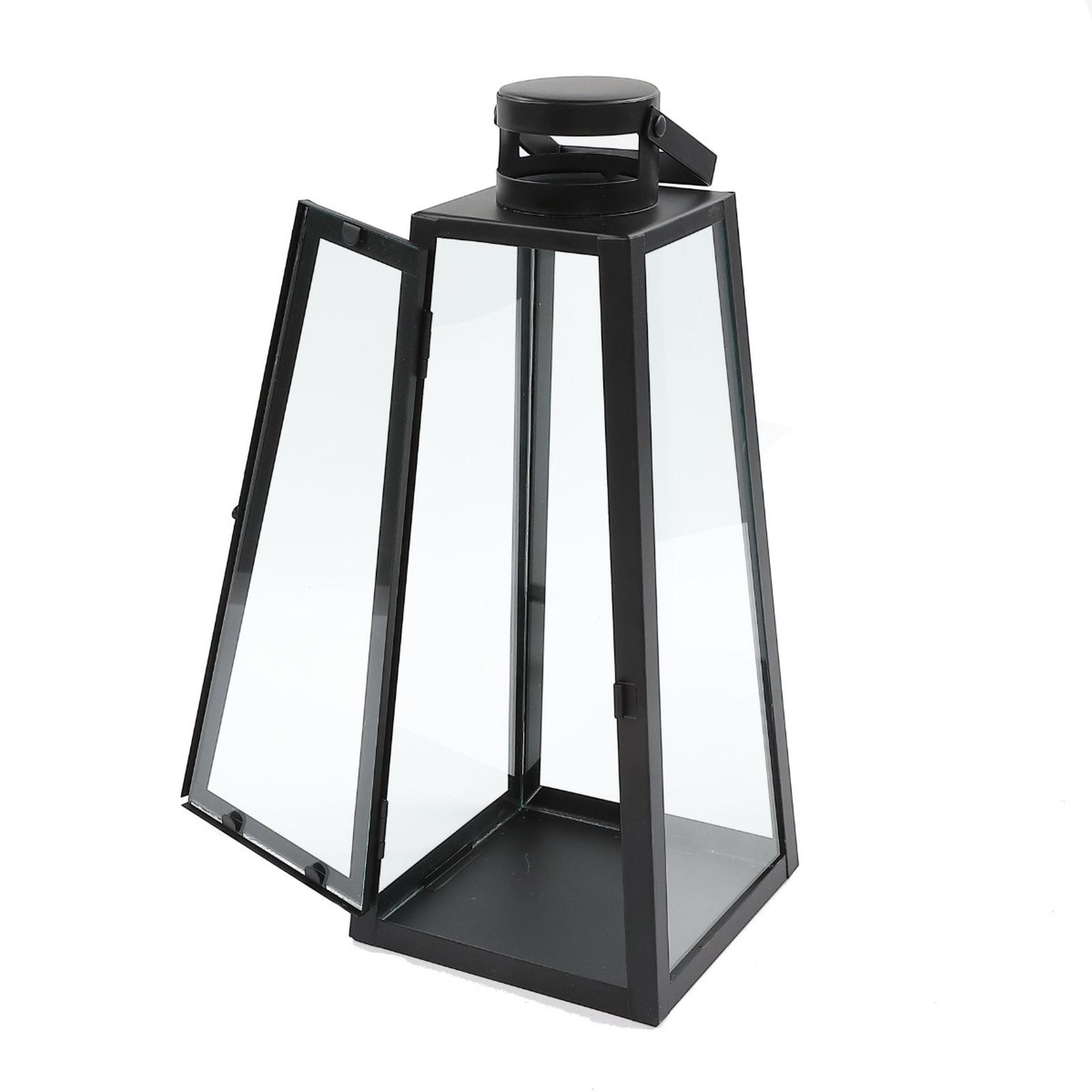 Felinar gradina, inox, cu sticla, 14 x 14 x 35 cm