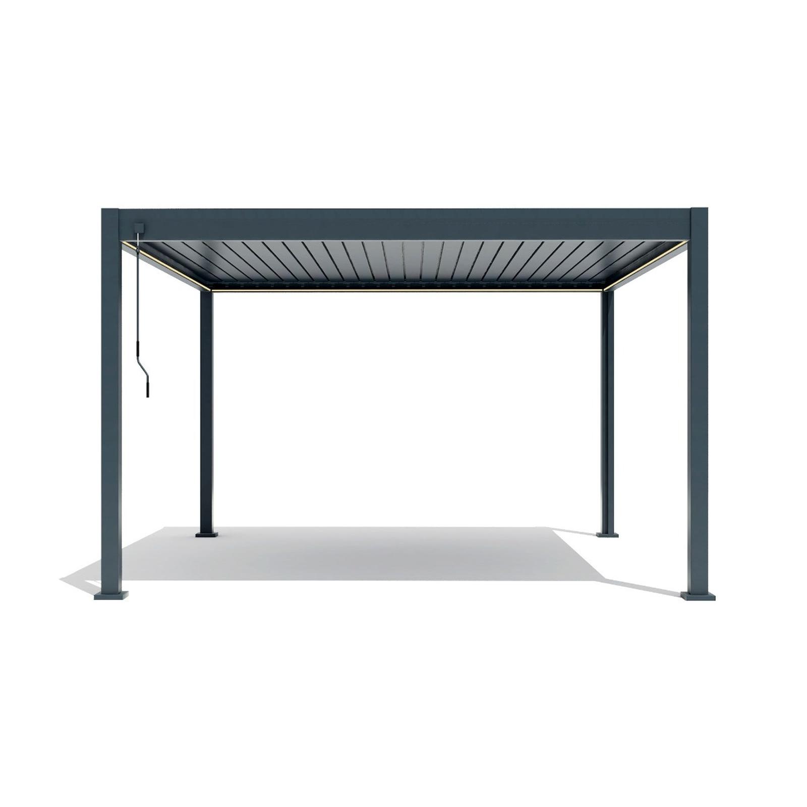 Pergola bioclimatica, pentru gradina, Virtuoso Superior 2.0, aluminiu, acoperis reglabil, LED, 400 x 300 x 250 cm, gri antracit