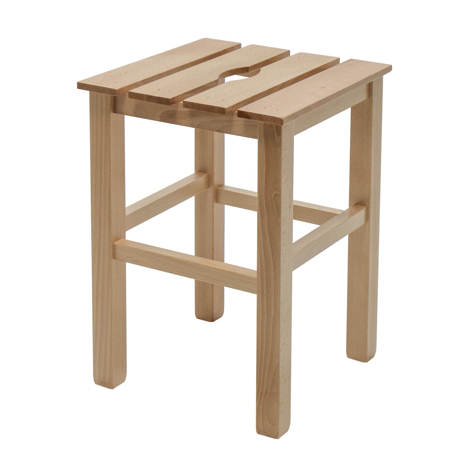 Taburet Sauna fix, patrat, lemn natur, 31 x 31 x 45 cm
