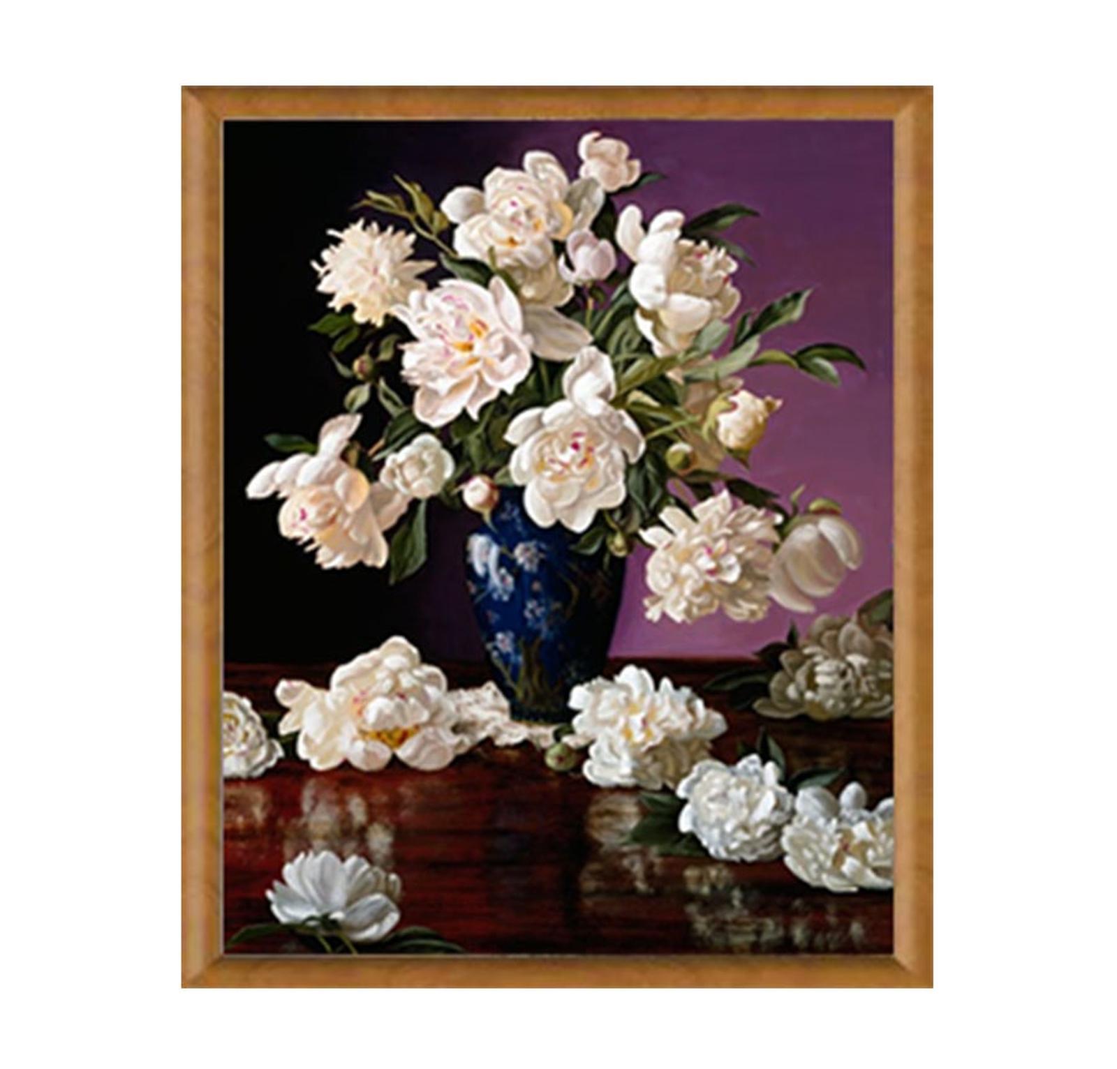 Tablou TI00506, compozitie cu flori, canvas + rama MDF, 40 x 50 cm