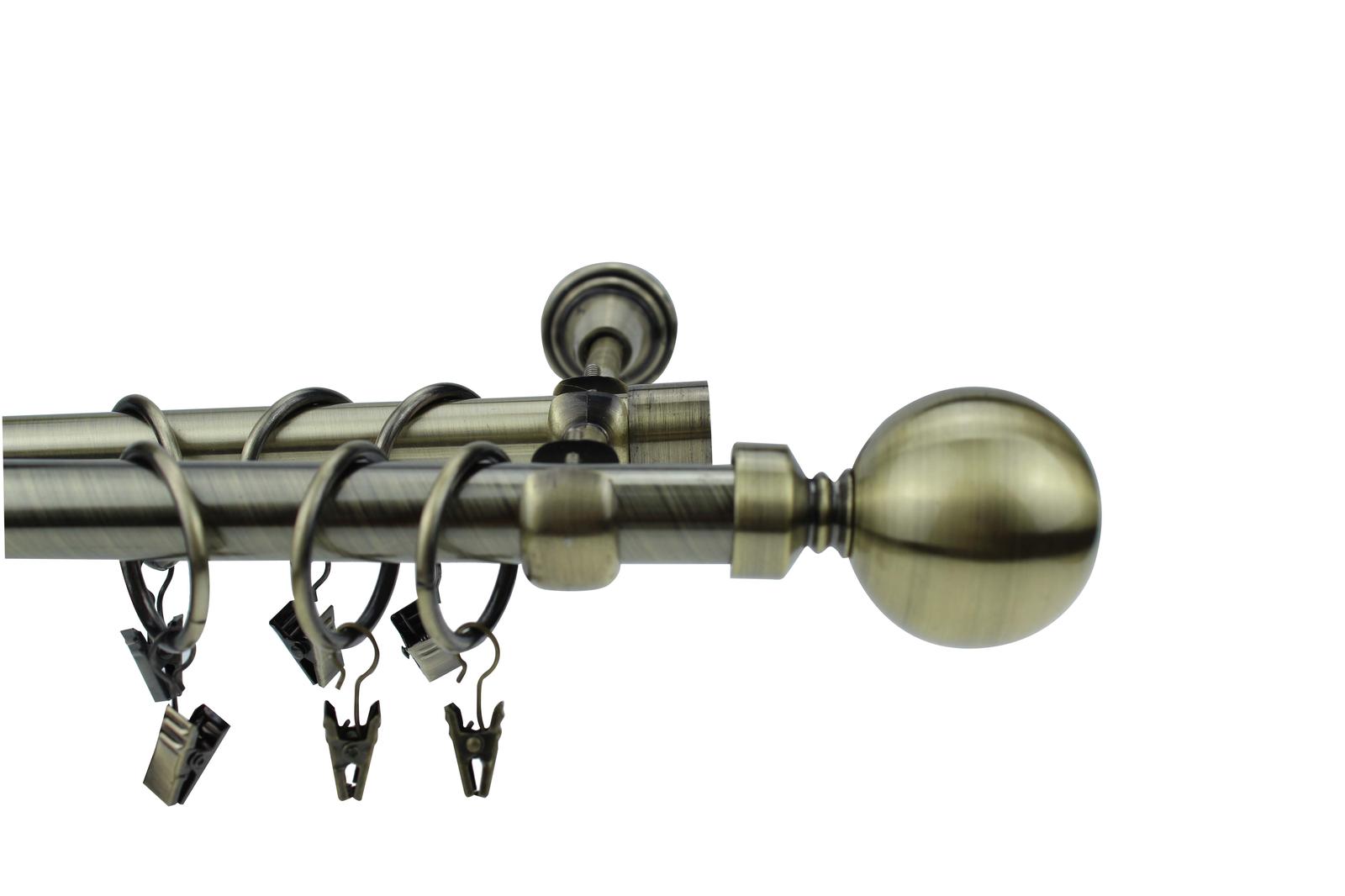 Galerie dubla metal, DEGZR-15136A, alama antic, 19 + 16 mm / 160 cm, accesorii incluse