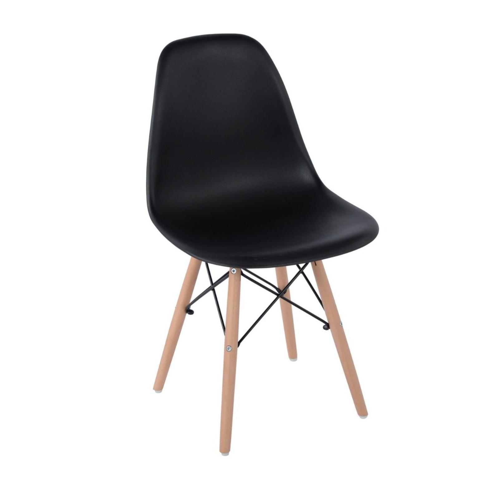Scaun bucatarie Rico, lemn + otel + plastic, negru + natur