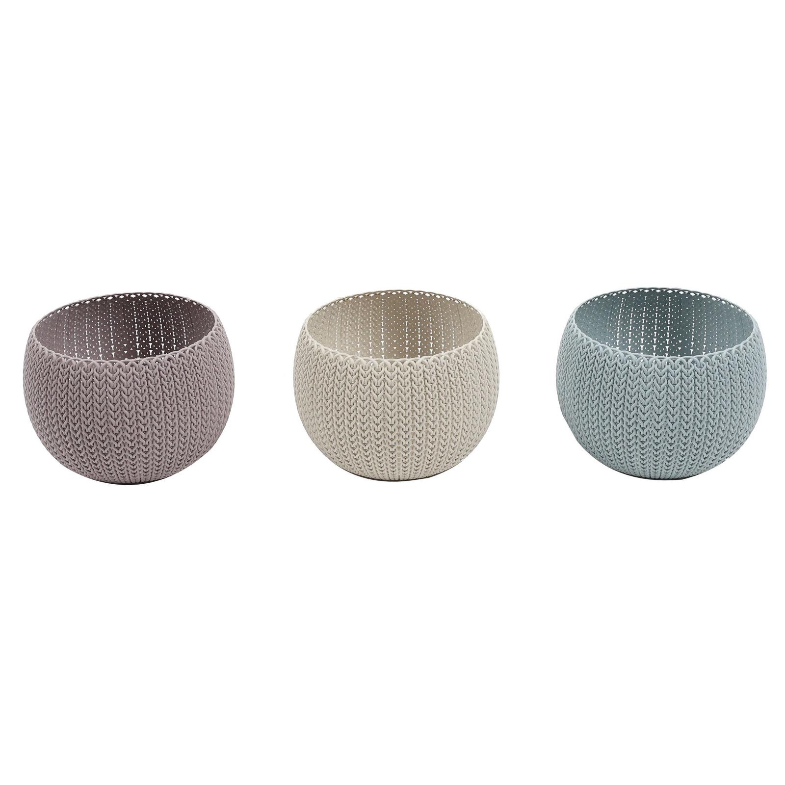Ghiveci Cozies Curver Trio, violet + albastru + nisipiu, set 3 bucati