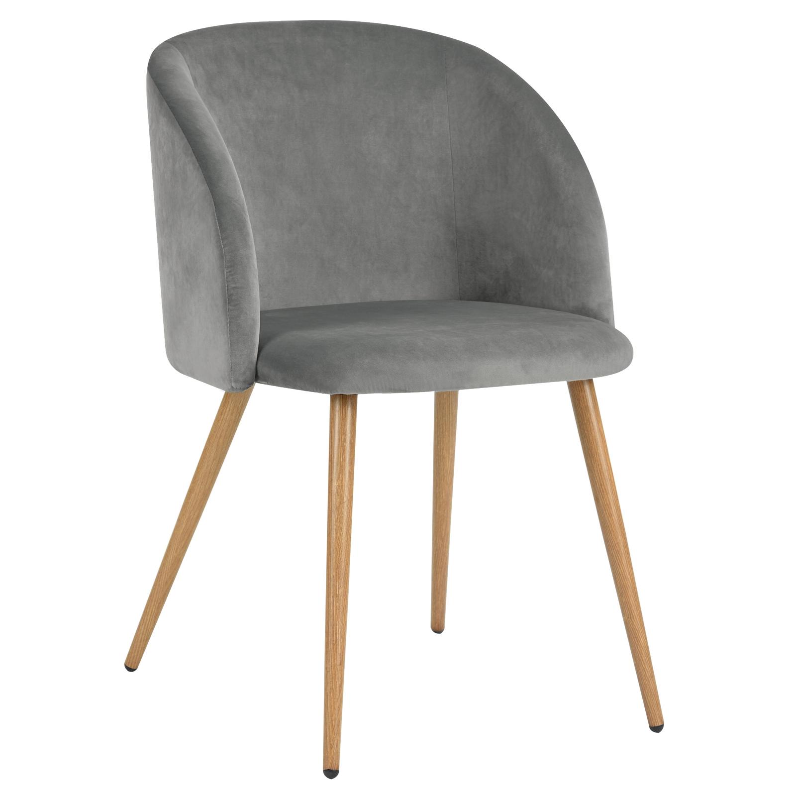 Scaun fix Ynez, tapitat, metal stejar + textil gri inchis
