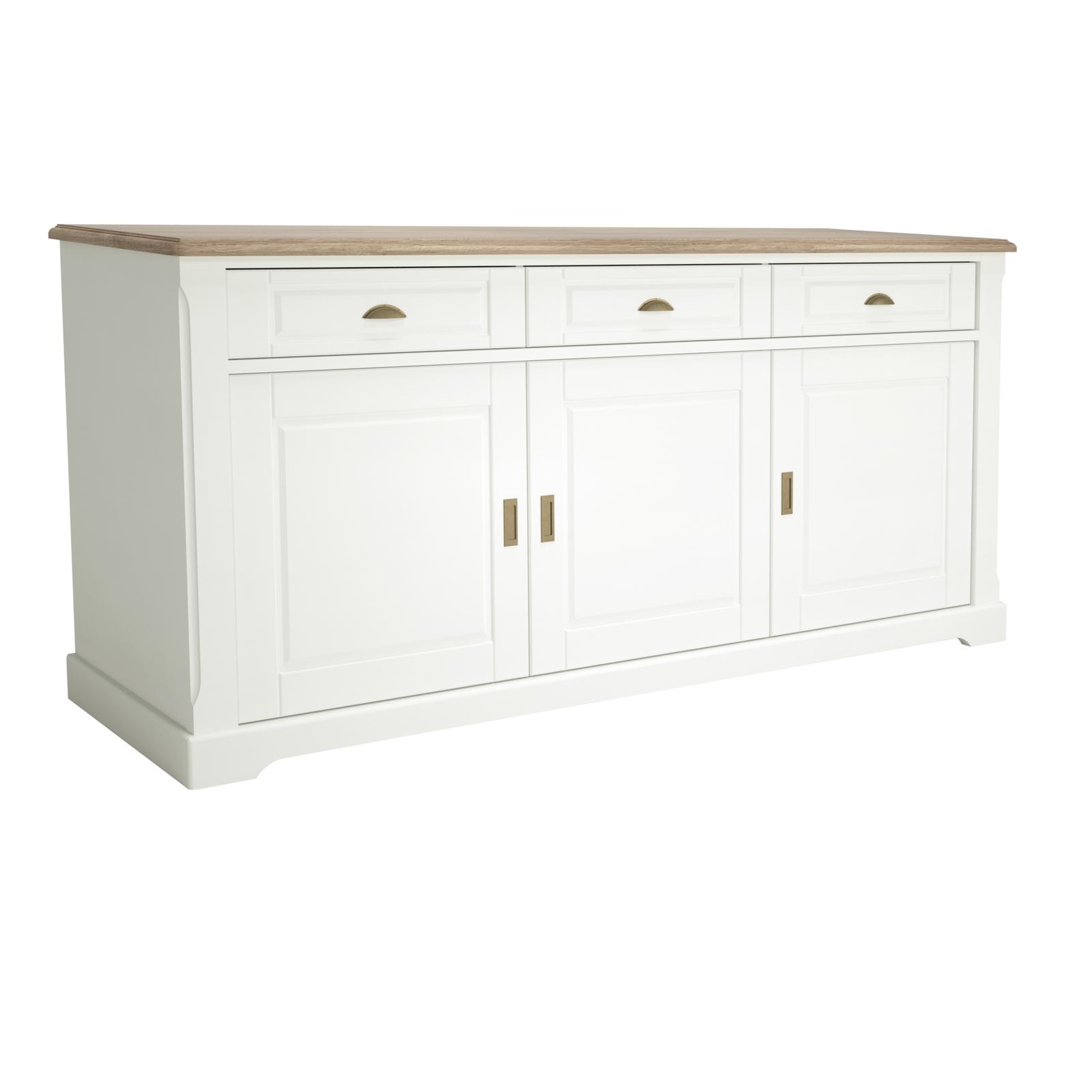 Comoda living Cottage 0162ENFIK, cu usi si sertare, alb + stejar natur, 200 x 47 x 93 cm, 3C