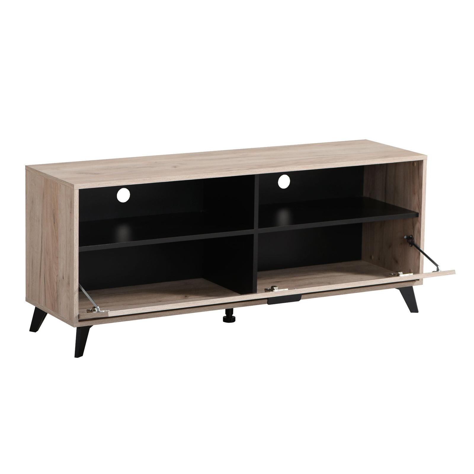 Comoda TV Umbria 140, cu usa, stejar gri + negru, 137.5 x 40 x 57.5 cm, 1C