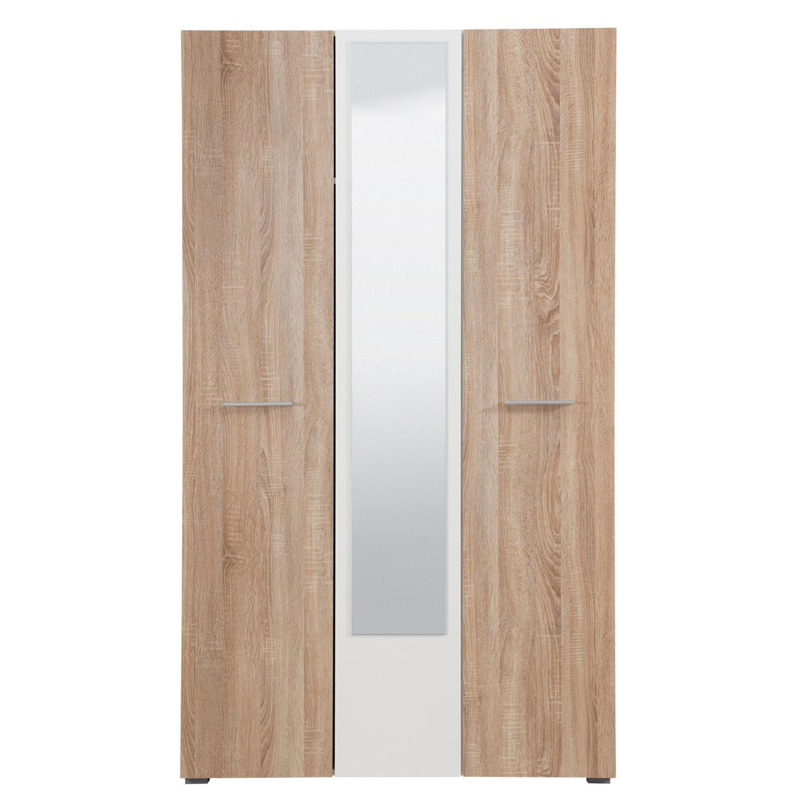 Dulap dormitor Ritmo 3K1O, stejar sonoma + alb mat, 3 usi, cu oglinda, 114.5 x 51.5 x 200 cm, 3C
