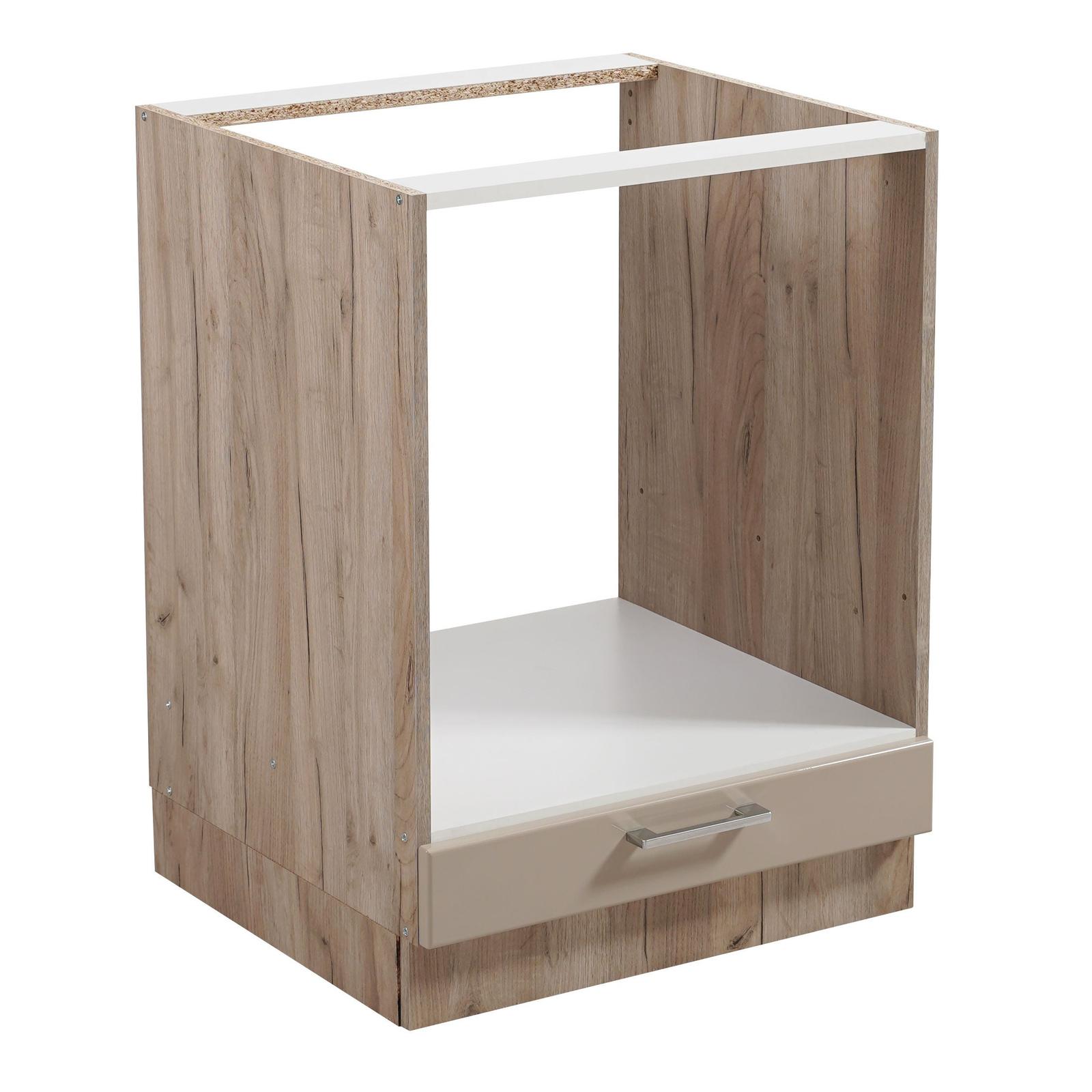 Corp bucatarie Diana D60 UR, cu blat, pentru cuptor, stejar gri + alb + folie lucioasa nisip, 60 x 60 x 85 cm, 2C