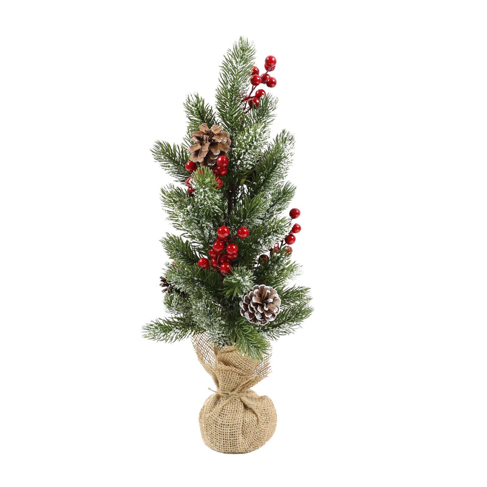 Bradut decorativ de Craciun, verde + rosu, inaltime 50 cm, SYHHC-031907