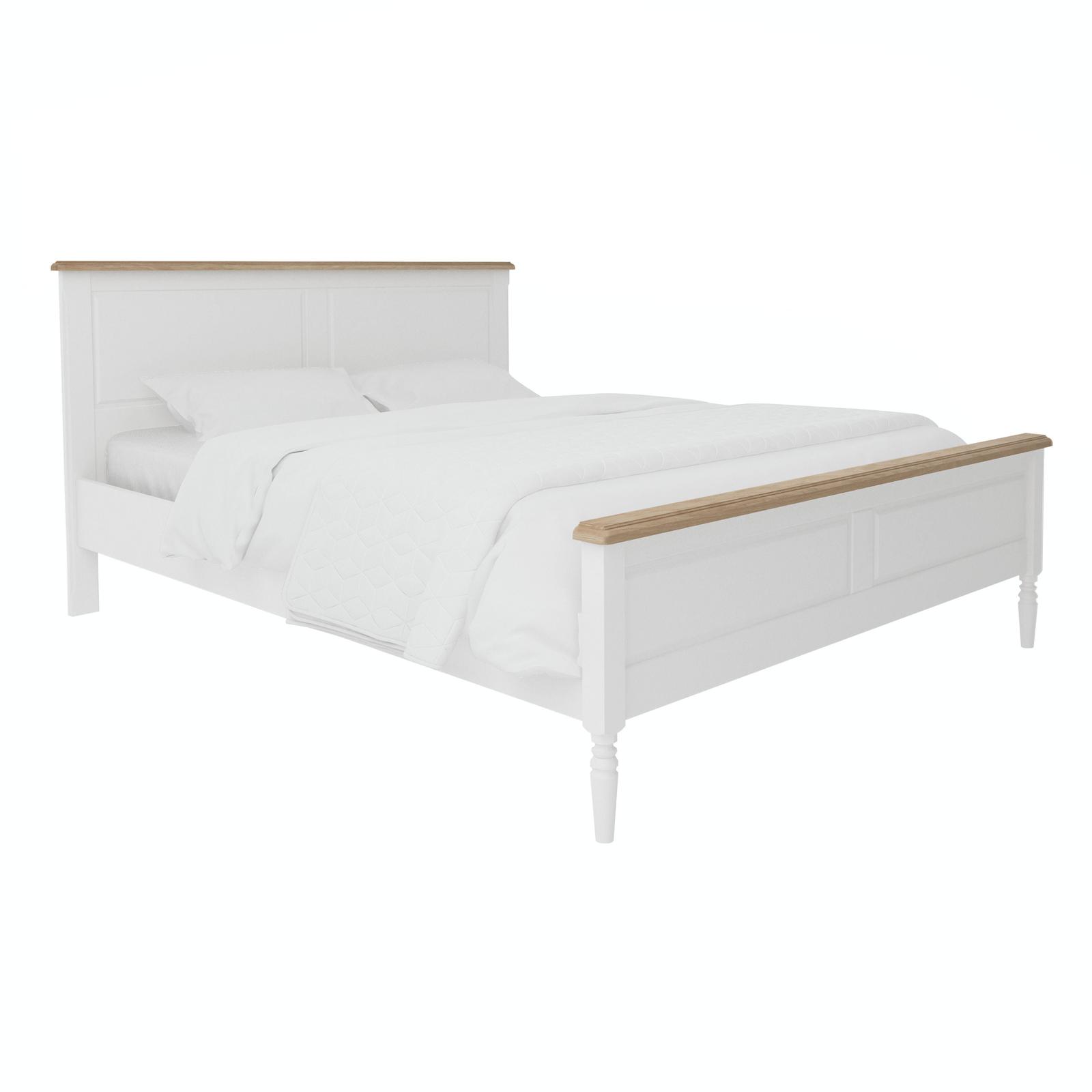 Pat dormitor Bastide L260K, matrimonial, alb + stejar, 160 x 200 cm, 2C