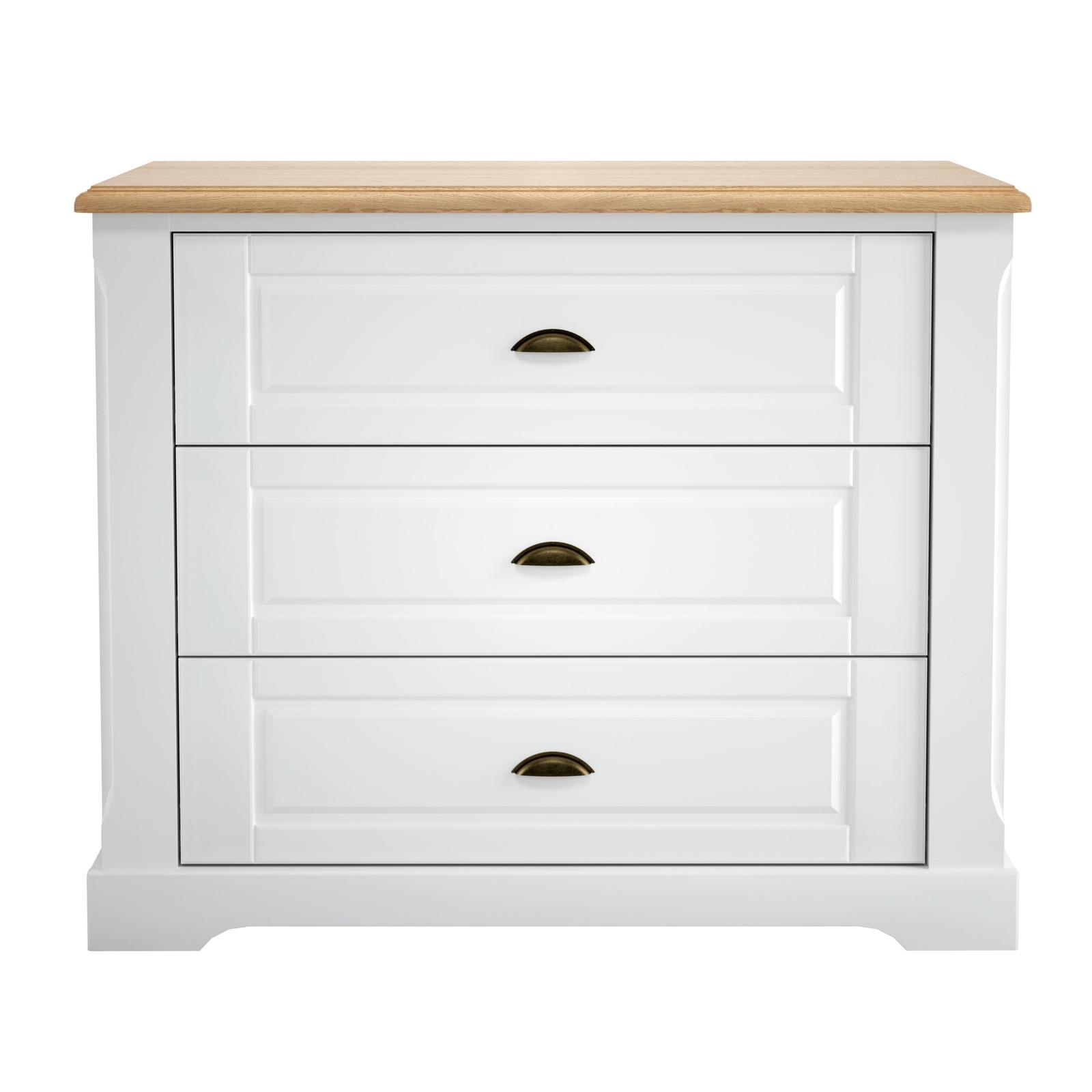 Comoda Bastide 3027CO3TK, cu 3 sertare, alb + stejar, 100 x 85 x 47 cm, 2C
