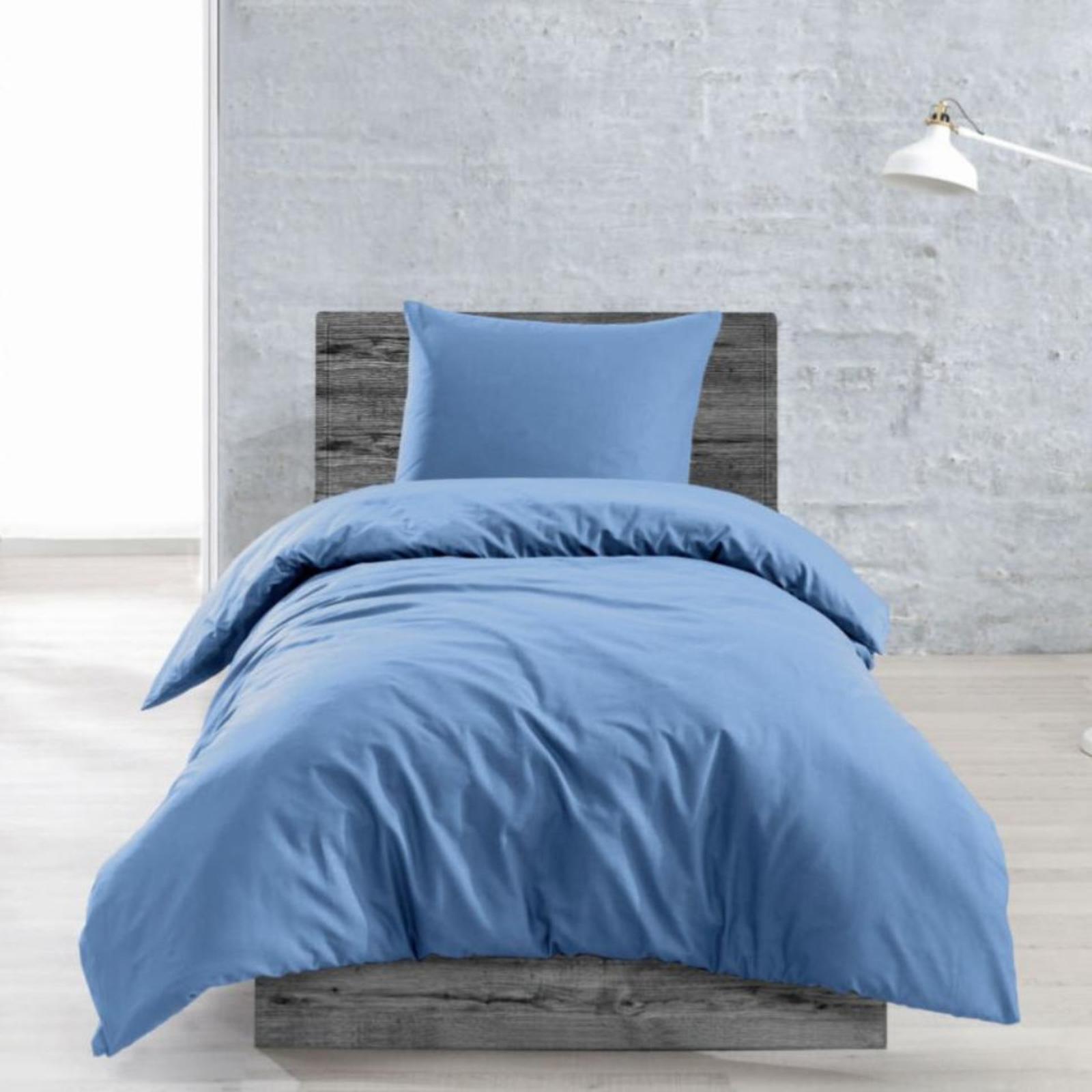 Lenjerie de pat Caressa Aqua, 1 persoana, 100 % bumbac satinat, albastru, 3 piese