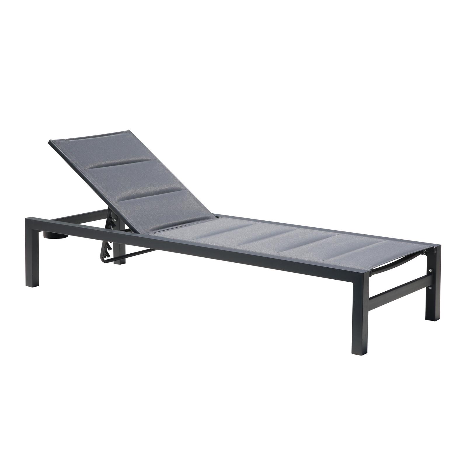 Sezlong plaja Girona spatar reglabil, structura metal, gri 190 x 70 x 35 / 97 cm