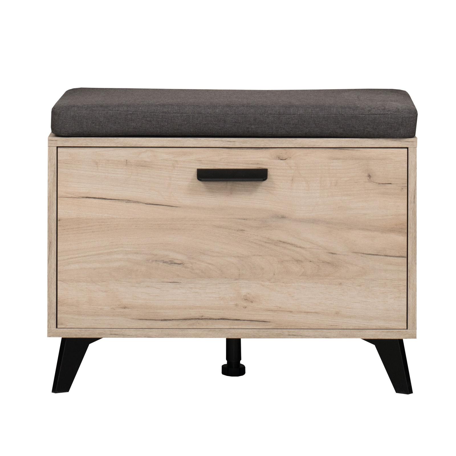 Bancheta hol Umbria KOM, cu o usa, stejar gri + negru, 68 x 35 x 52.5 cm, 2C