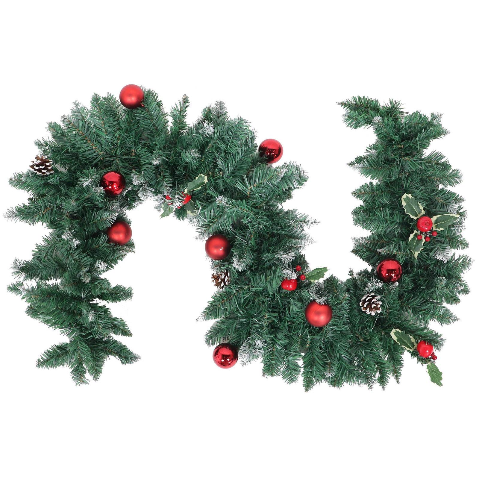 Ghirlanda de Craciun, SYWA-032198, verde, cu globuri rosii, 2 metri Ghirlanda de Craciun, SYWA-032198, verde, cu globuri rosii, 2 metri