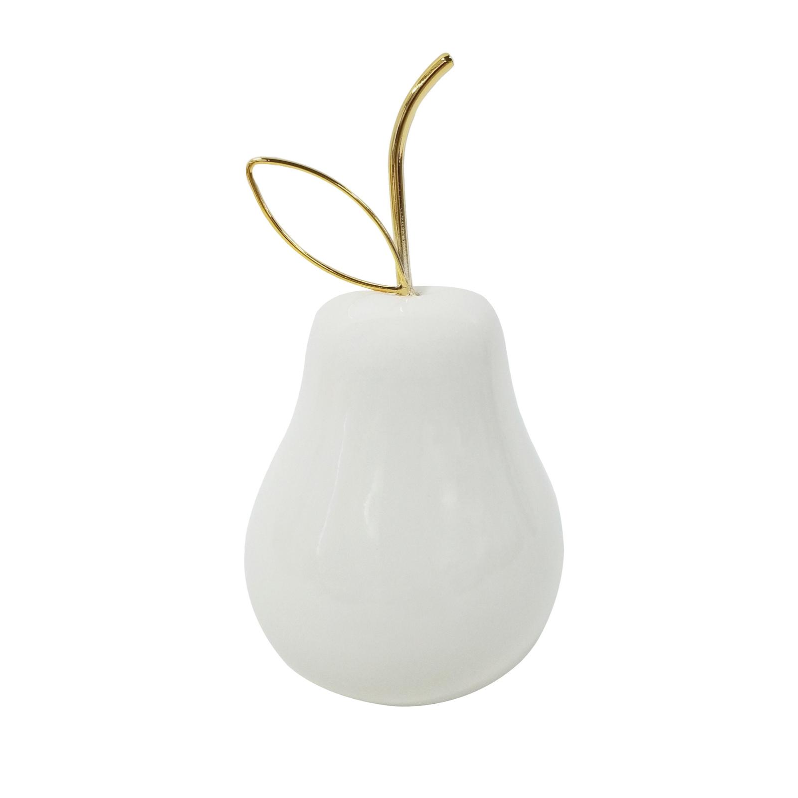 Decoratiune para AK3320005, ceramica, alb + auriu, 10.7 x 18.8 cm