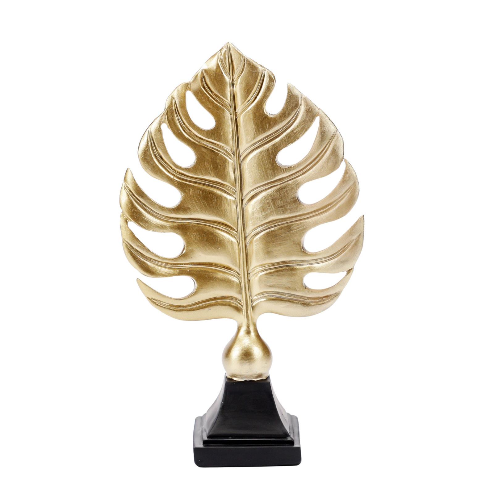 Statueta Leaf Ella Home, rasina, auriu, 26 cm