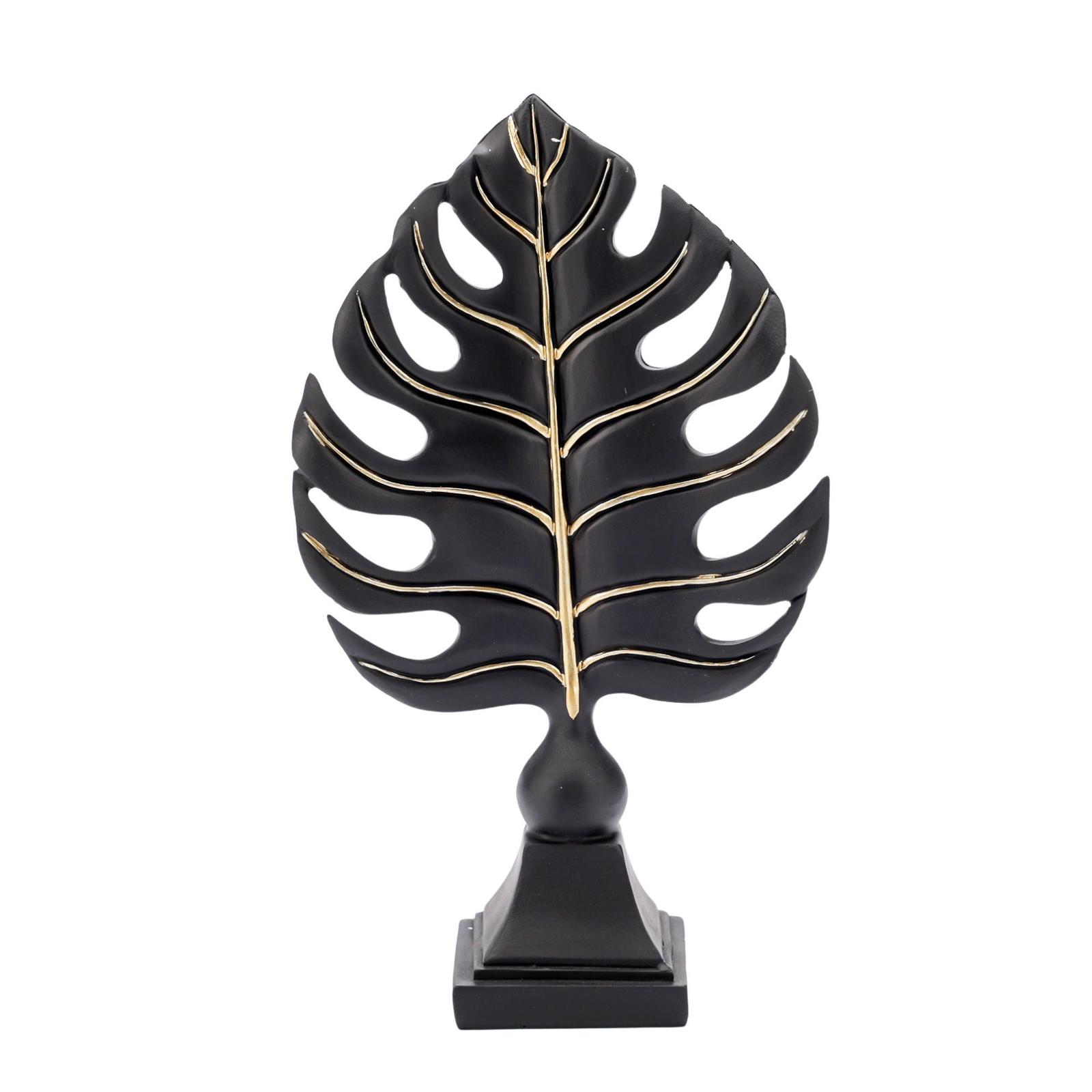 Statueta Leaf, Pace / Liniste, Ella Home, rasina, negru, 26 cm