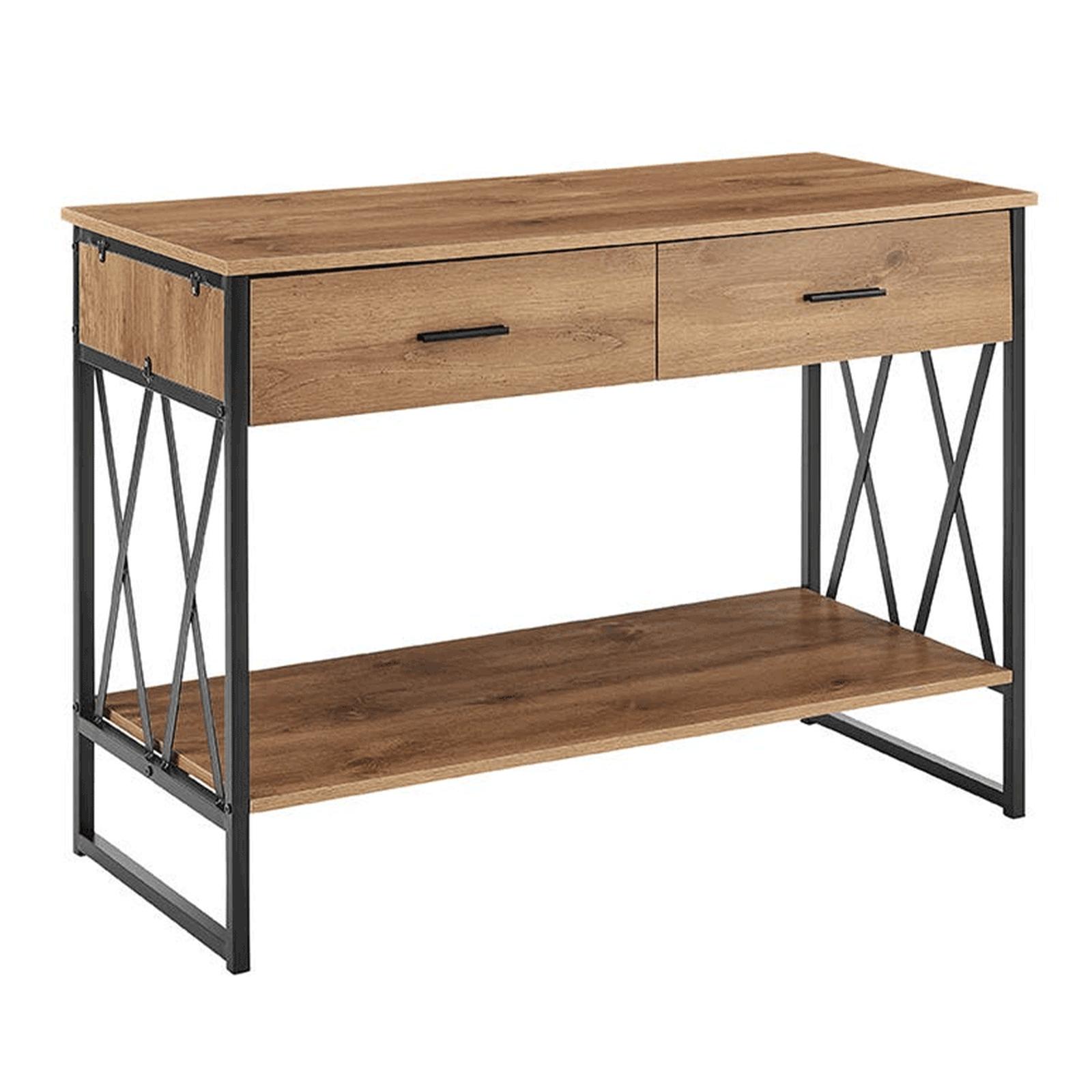 Consola living Nevan, stejar + negru, 106 x 45 x 76 cm, 1C