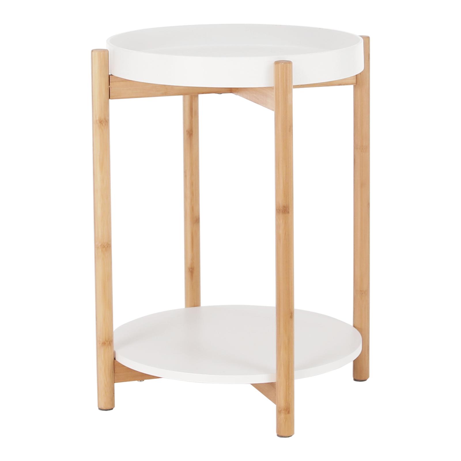 Masuta cafea Kabra, rotunda, alb + crem, 44 x 44 x 51.5 cm, 1C
