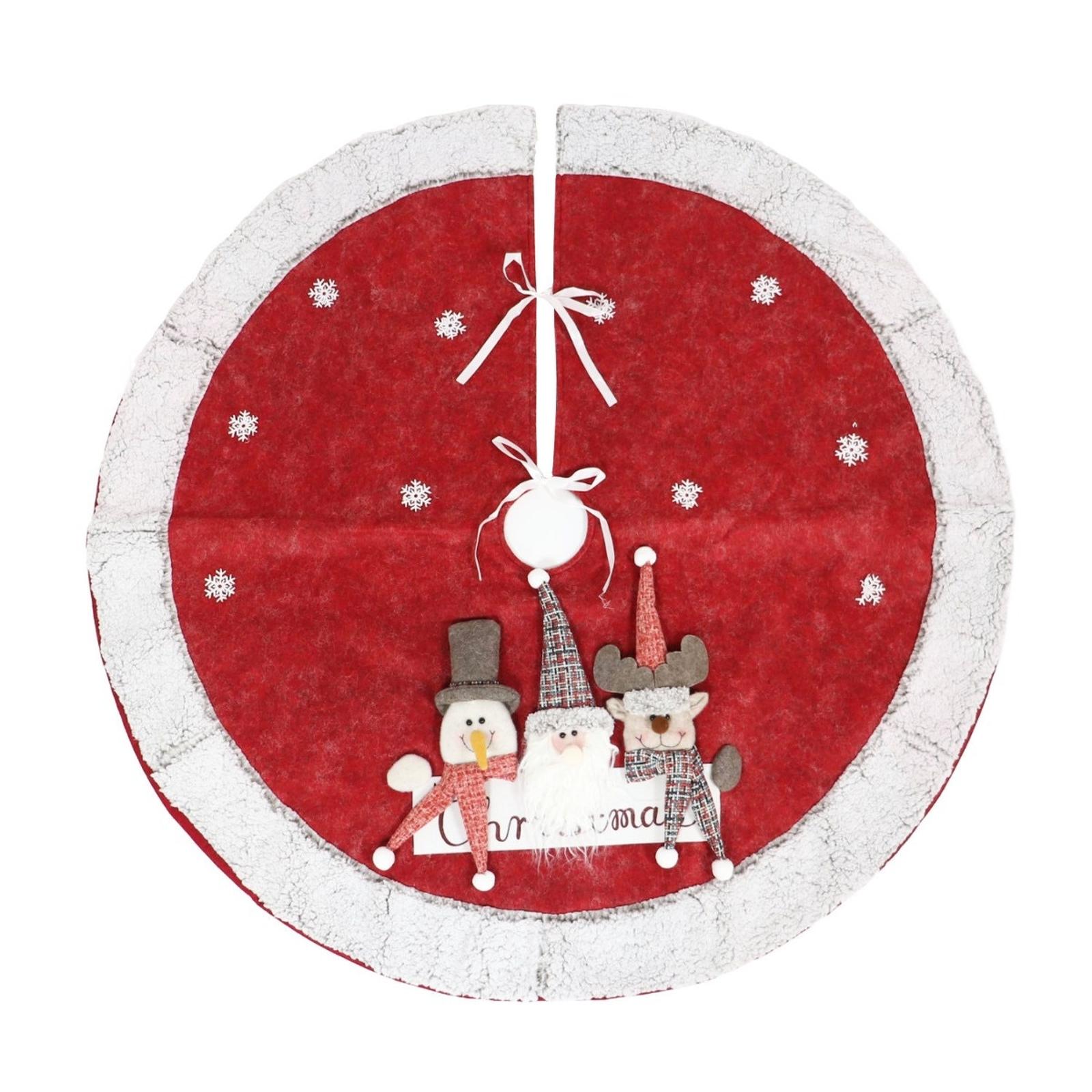 Covoras brad Craciun AK8722087, poliester, rosu + alb, 122 cm