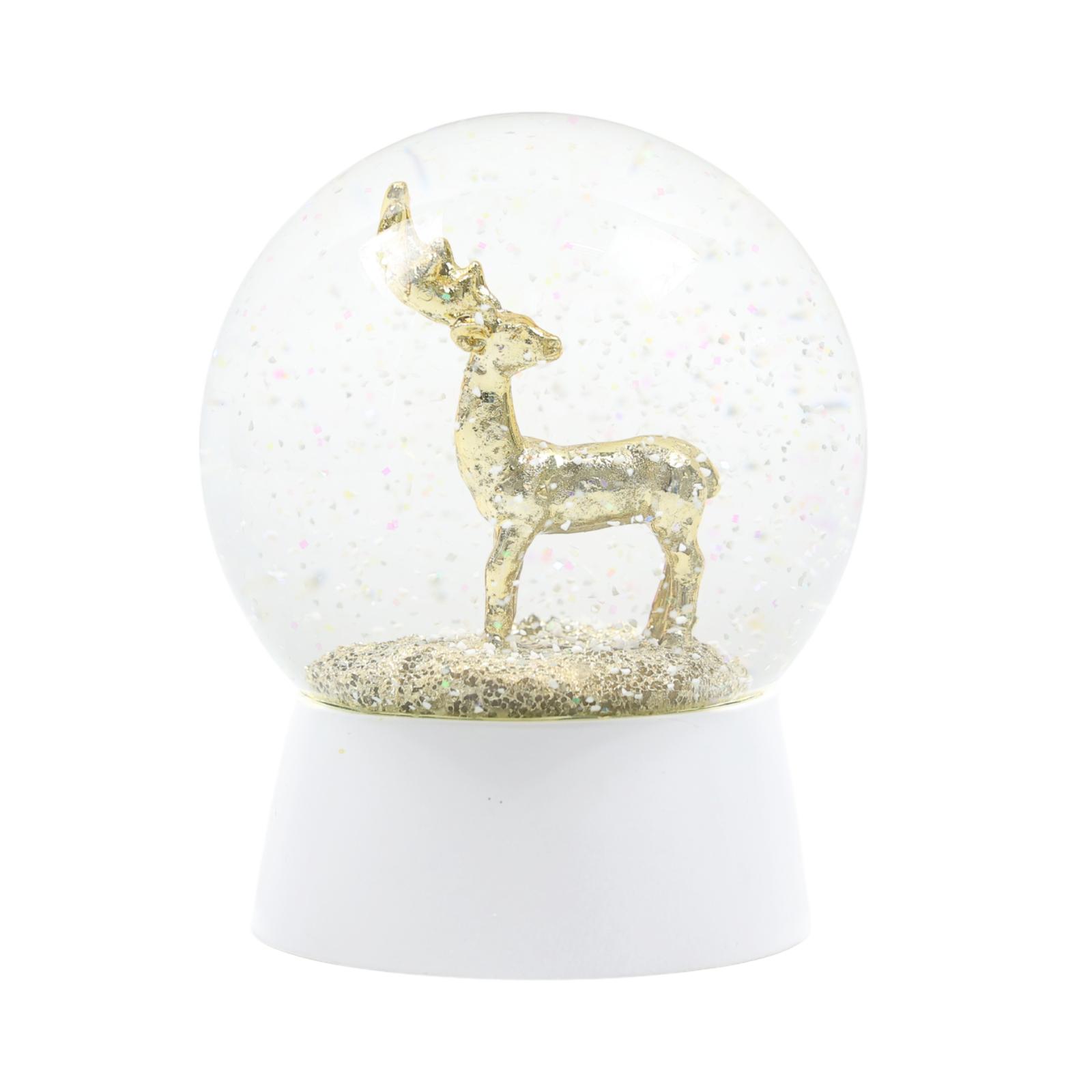 Glob de zapada Craciun, alb + auriu, 10 x 10 x 12.5 cm, HYLM21-64A Glob de zapada Craciun, alb + auriu, 10 x 10 x 12.5 cm, HYLM21-64A