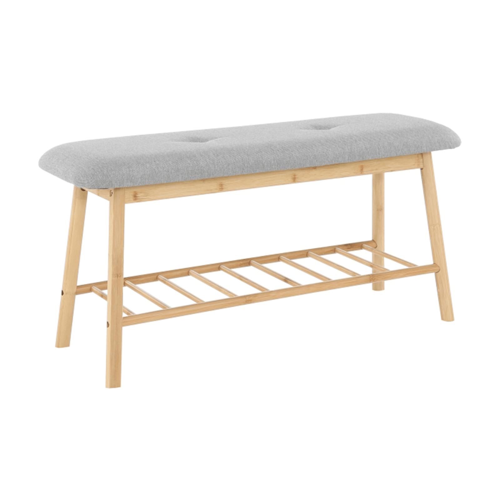 Bancheta hol Lavida, cu un raft, natur + gri, 90 x 30 x 45 cm, 1C