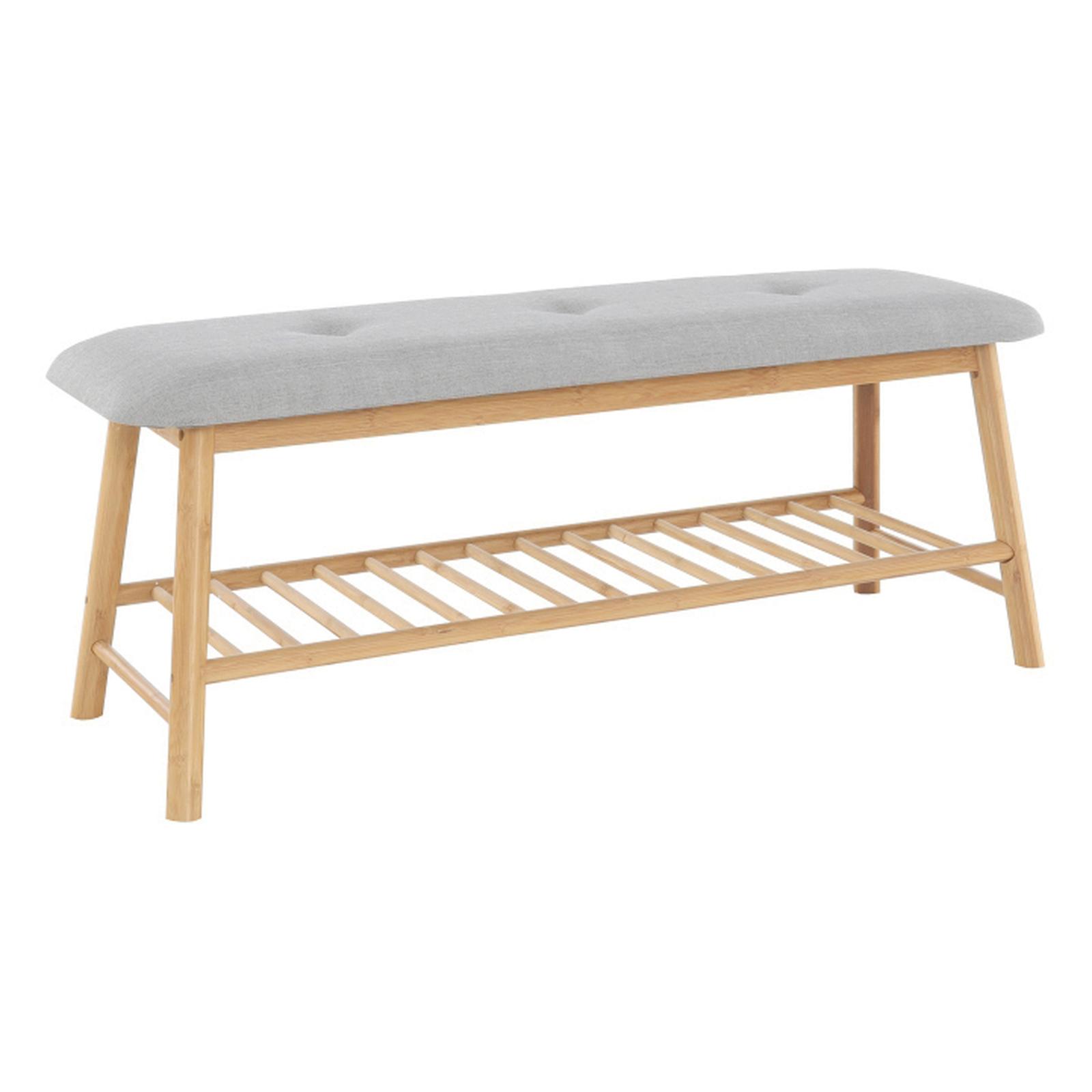 Bancheta hol Lavida, cu un raft, natur + gri, 110 x 35 x 46 cm, 1C