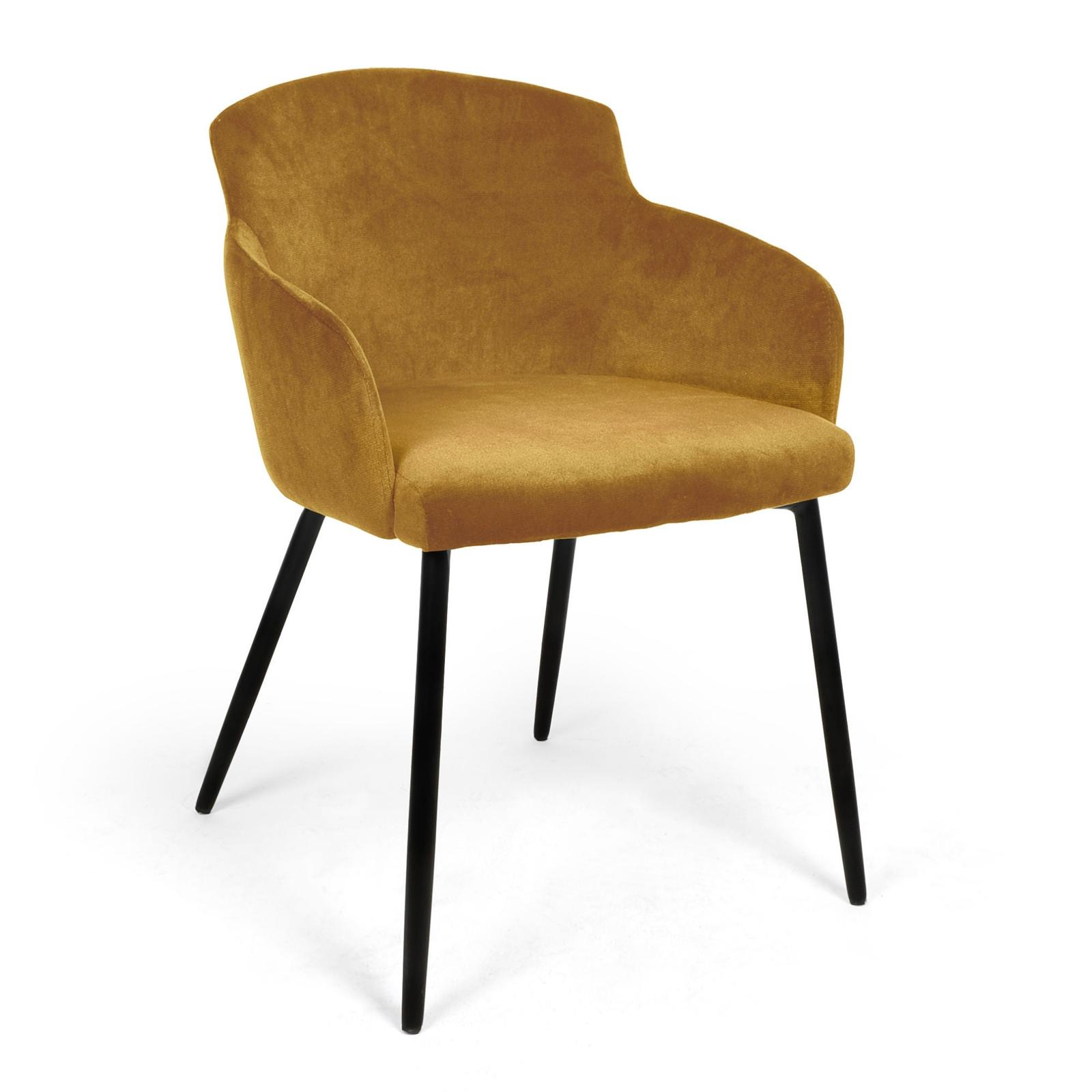 Scaun bucatarie / living fix Monaco, tapitat, metal + stofa, galben + negru