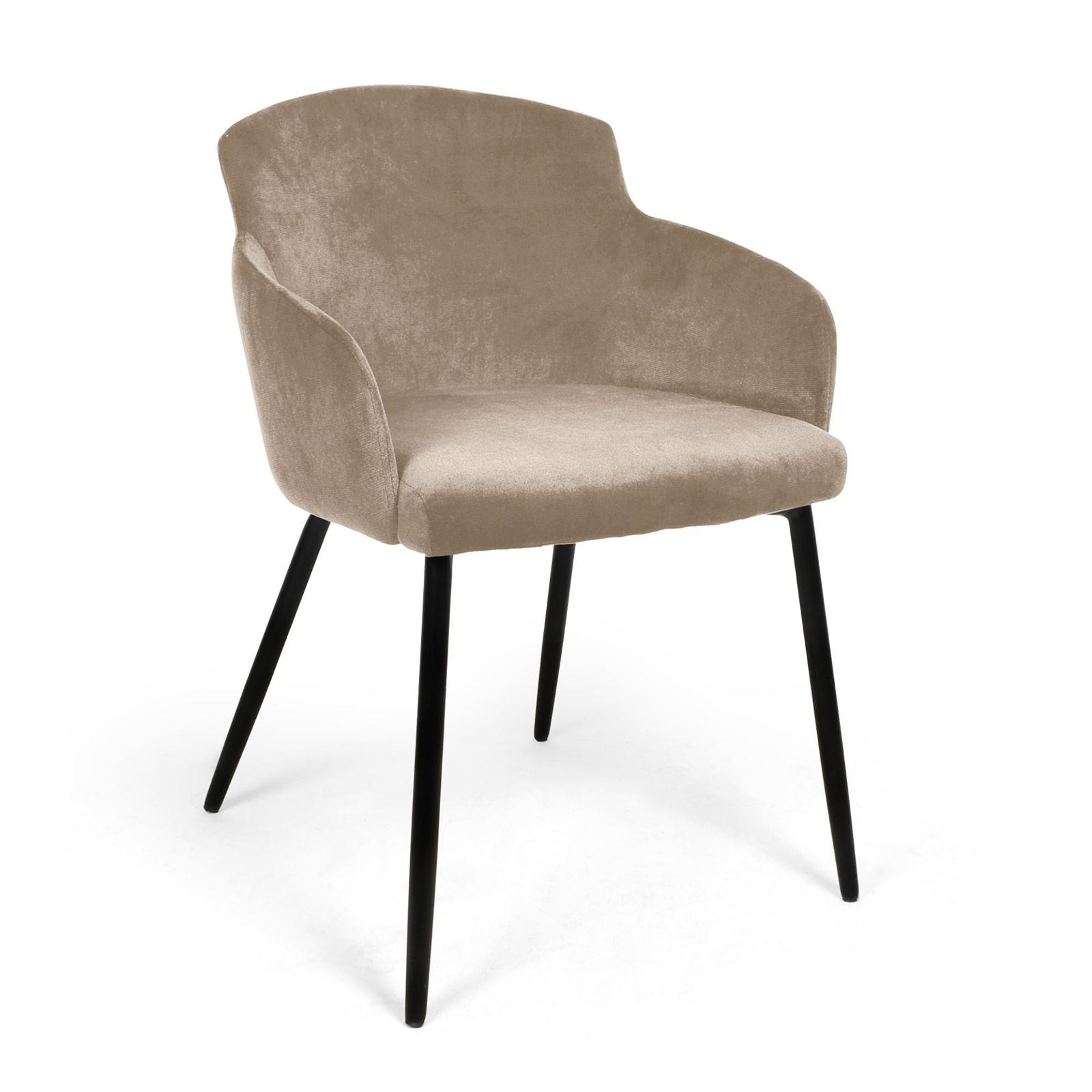 Scaun fix Monaco, tapitat, metal negru + stofa bej
