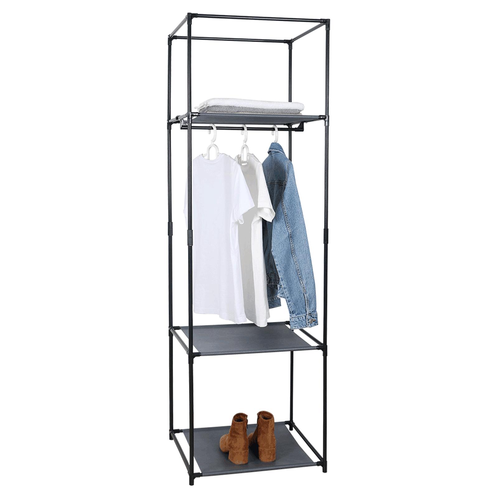 Suport /stander Albus haine cu bara umerase si 3 polite, metal + material textil, 50 x 44 x 161 cm Suport /stander Albus haine cu bara umerase si 3 polite, metal + material textil, 50 x 44 x 161 cm