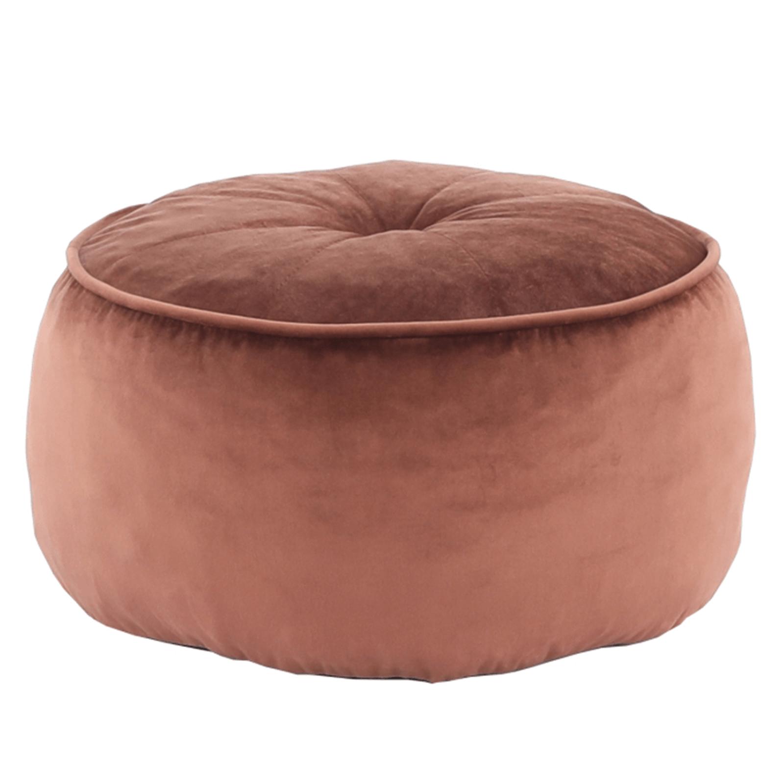 Taburet Kerem rotund material textil, maro, 45 x 45 x 26 cm