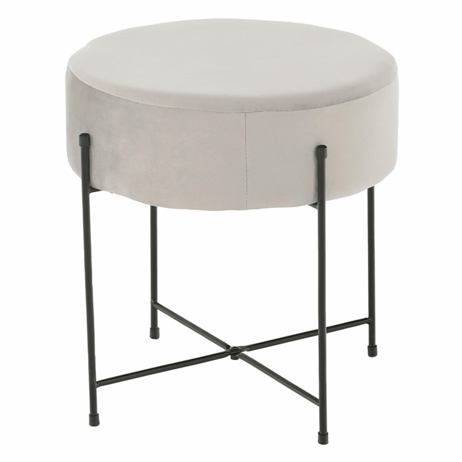Taburet Marime fix, rotund, material textil, gri + negru , 40 x 40 x 40 cm