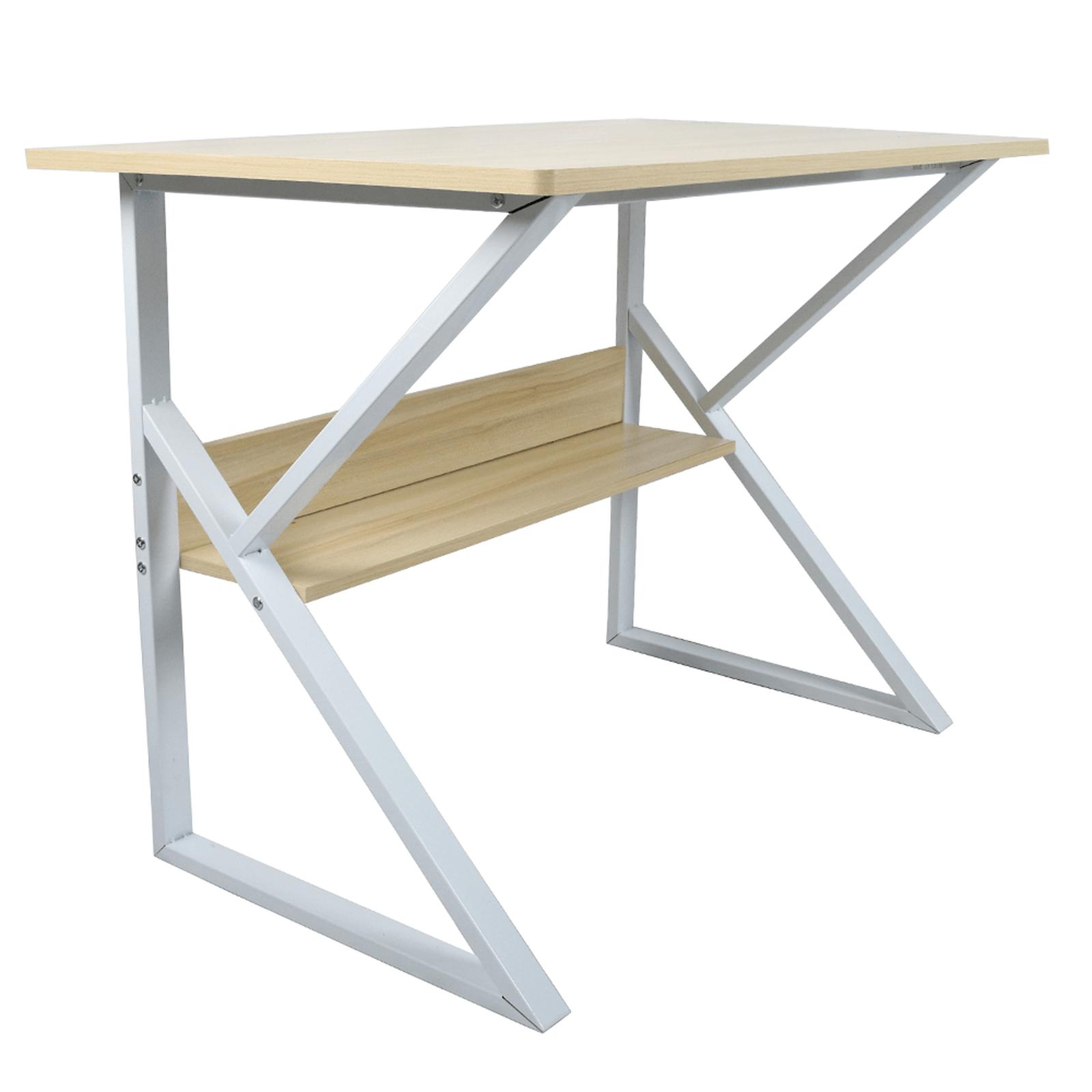 Birou cu raft Tarcal, pentru calculator, stejar + alb, 80 x 40 x 72 cm, 1C