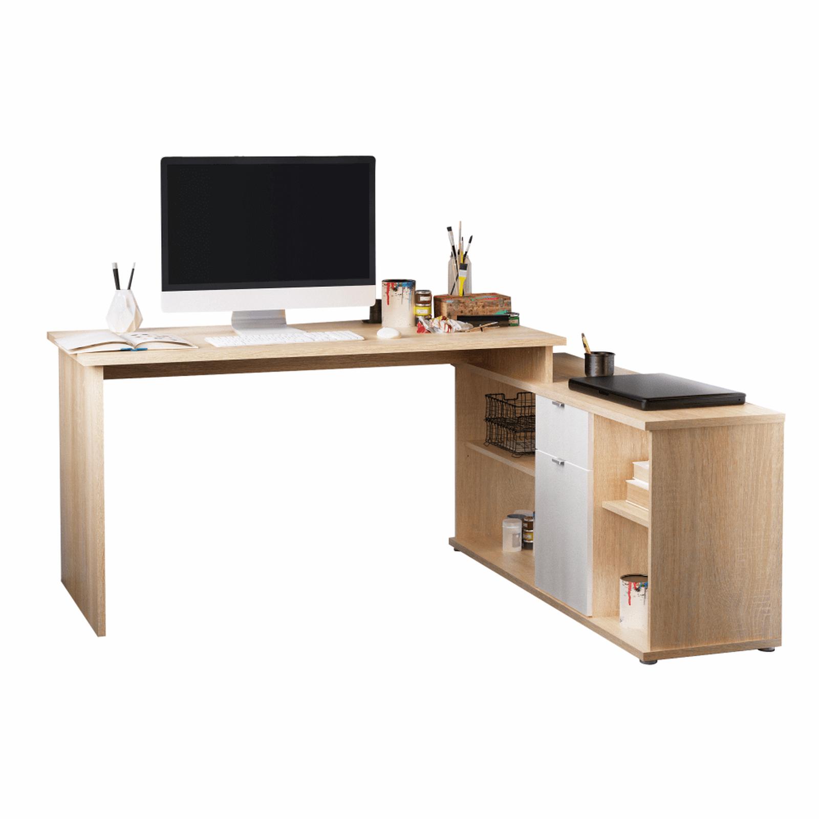 Birou pe colt Dalton, pentru calculator, stejar sonoma + alb, 167.5 x 67.5 x 72.8 cm, 2C Birou pe colt Dalton, pentru calculator, stejar sonoma + alb, 167.5 x 67.5 x 72.8 cm, 2C