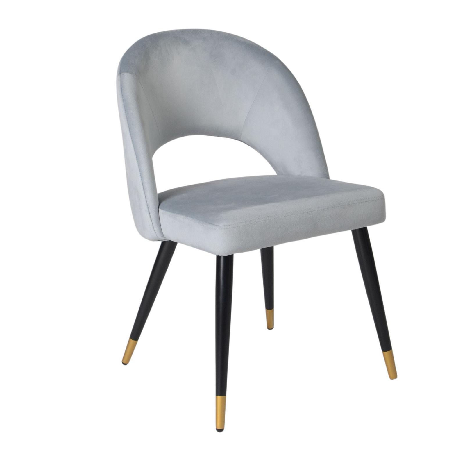 Scaun  Melendo bucatarie/living fix , tapitat, otel + catifea, gri + negru