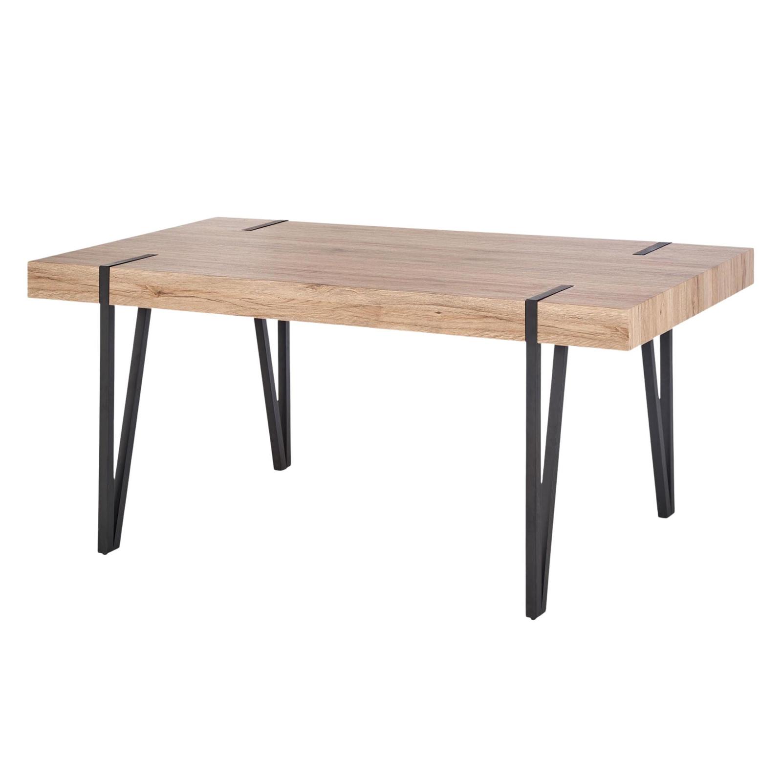 Masa bucatarie / dining fixa Yohann, dreptunghiulara, 4 persoane, stejar san remo + negru, 170 x 90 x 76 cm, 1C