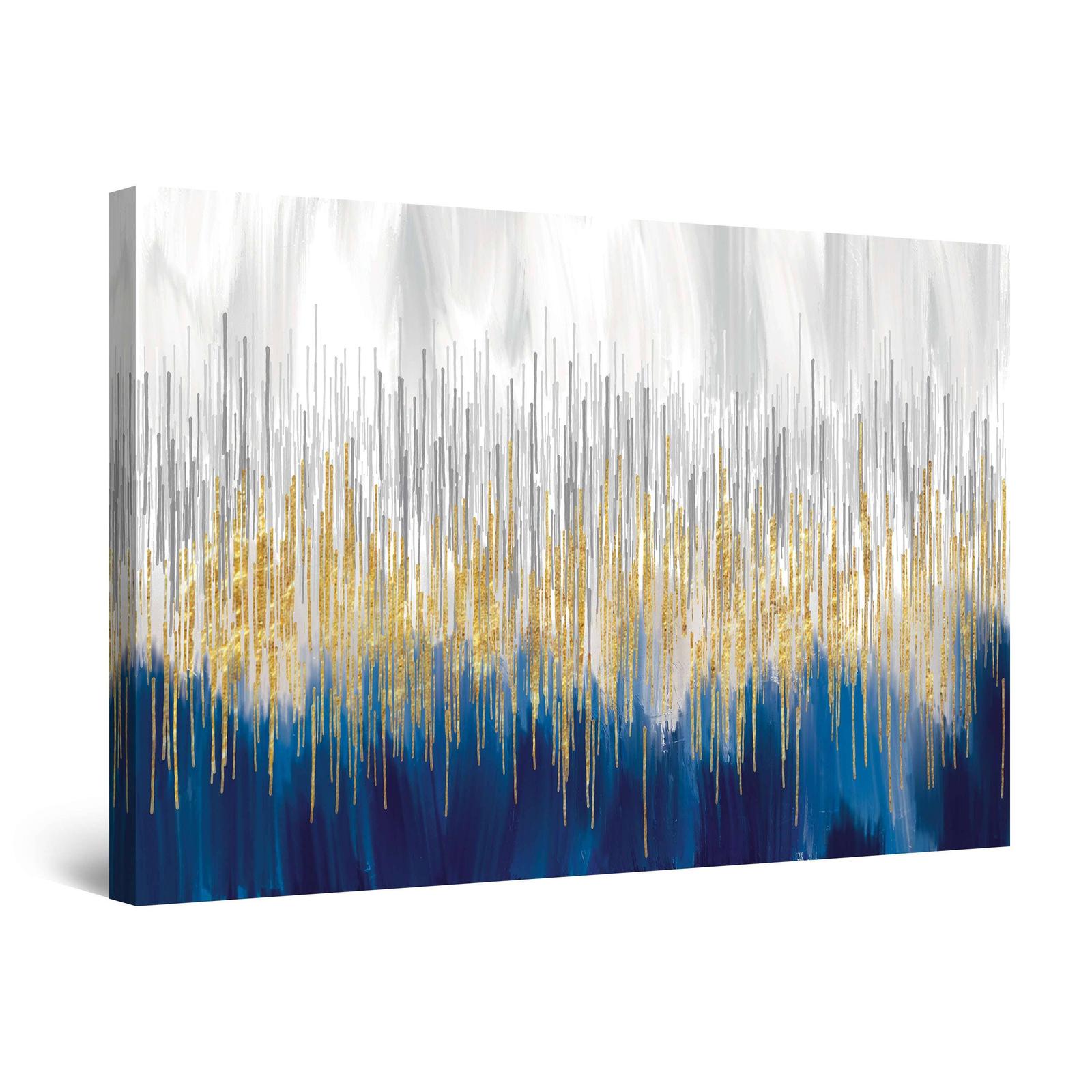 Tablou canvas dualview Startonight, Abstract albastru auriu, panza + sasiu lemn, 60 x 90 cm